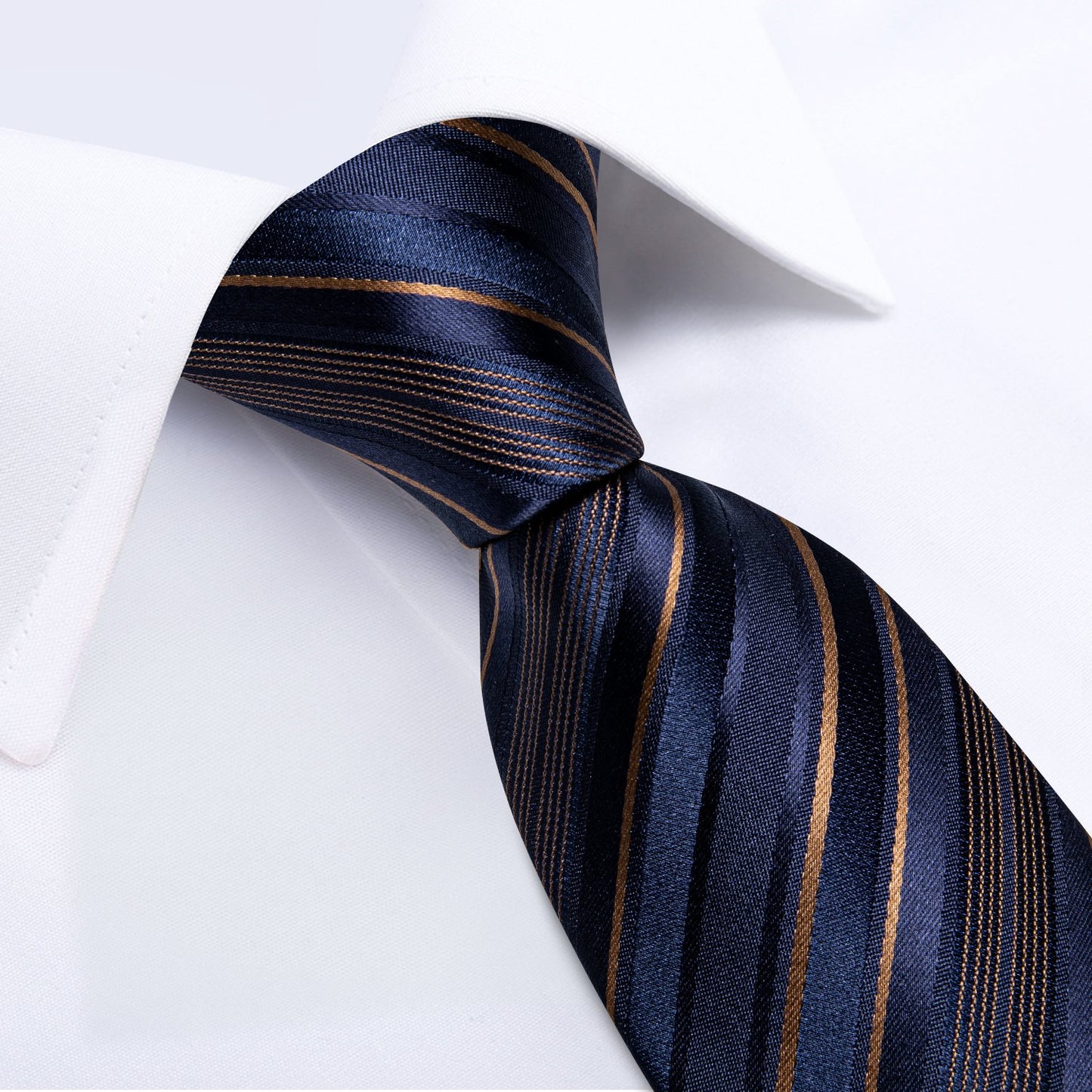 Gold Stripes Tie, Pocket Square and Cufflinks tie sets - Sophisticated Gentlemen