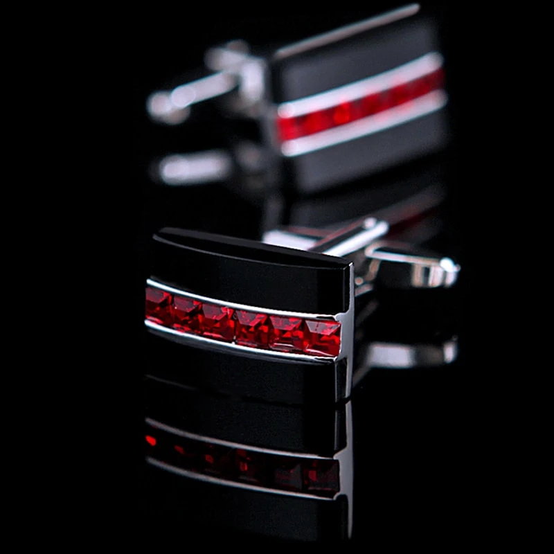 Red and Black Crystal Cufflinks Cufflink - Sophisticated Gentlemen