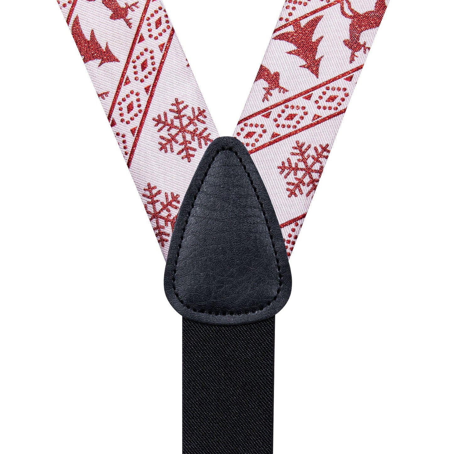Ugly Christmas Sweater Bow Tie and Suspenders Set in White bow tie - Sophisticated Gentlemen