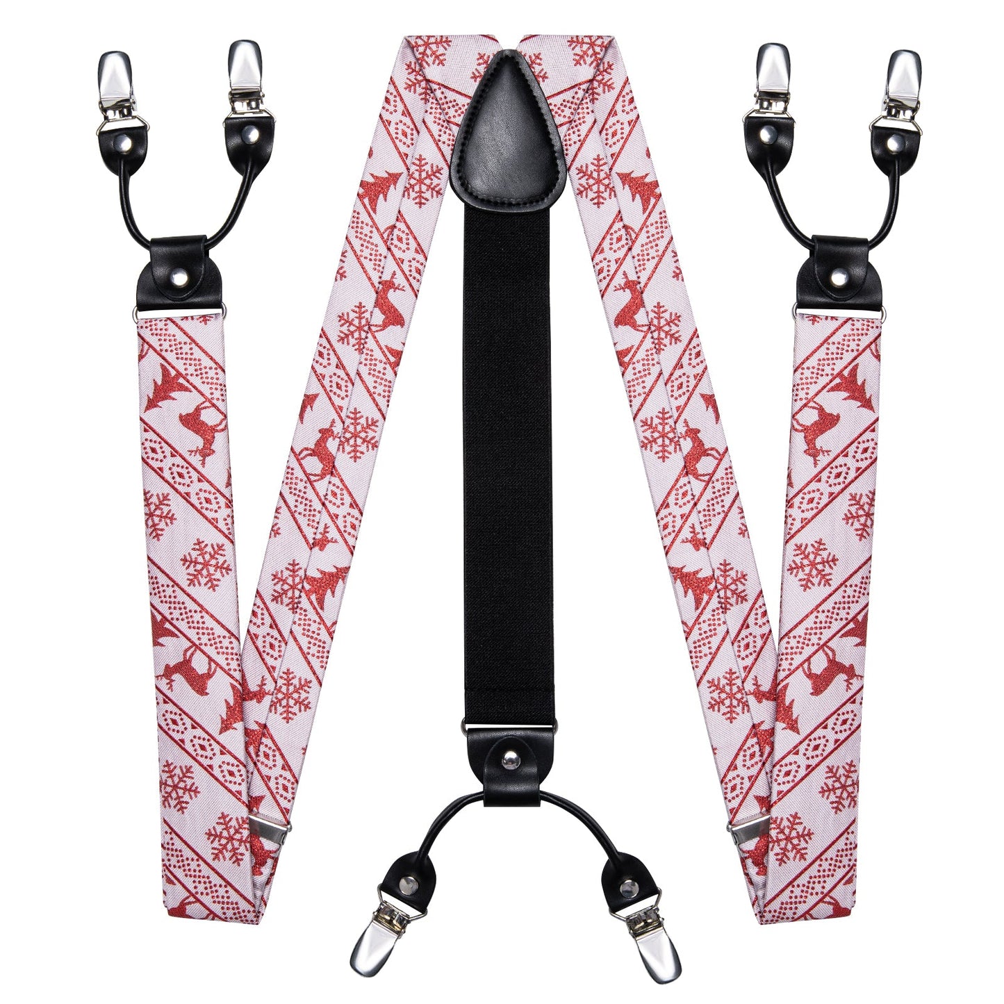 Ugly Christmas Sweater Bow Tie and Suspenders Set in White bow tie - Sophisticated Gentlemen