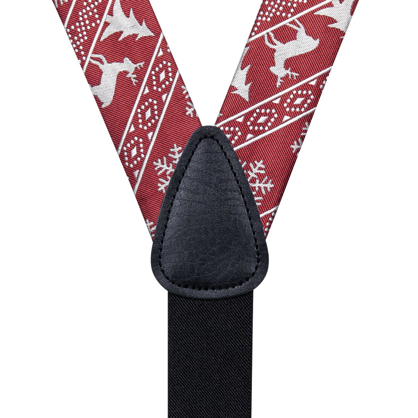 Ugly Christmas Sweater Bow Tie and Suspenders Set in Red bow tie - Sophisticated Gentlemen