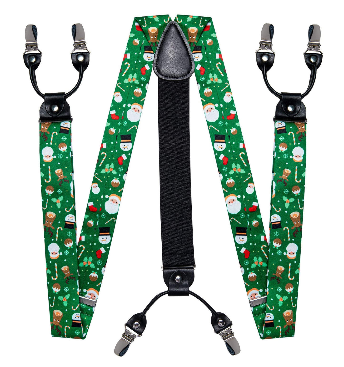 Christmas Decorations Bow Tie and Suspenders Set in Green bow tie - Sophisticated Gentlemen