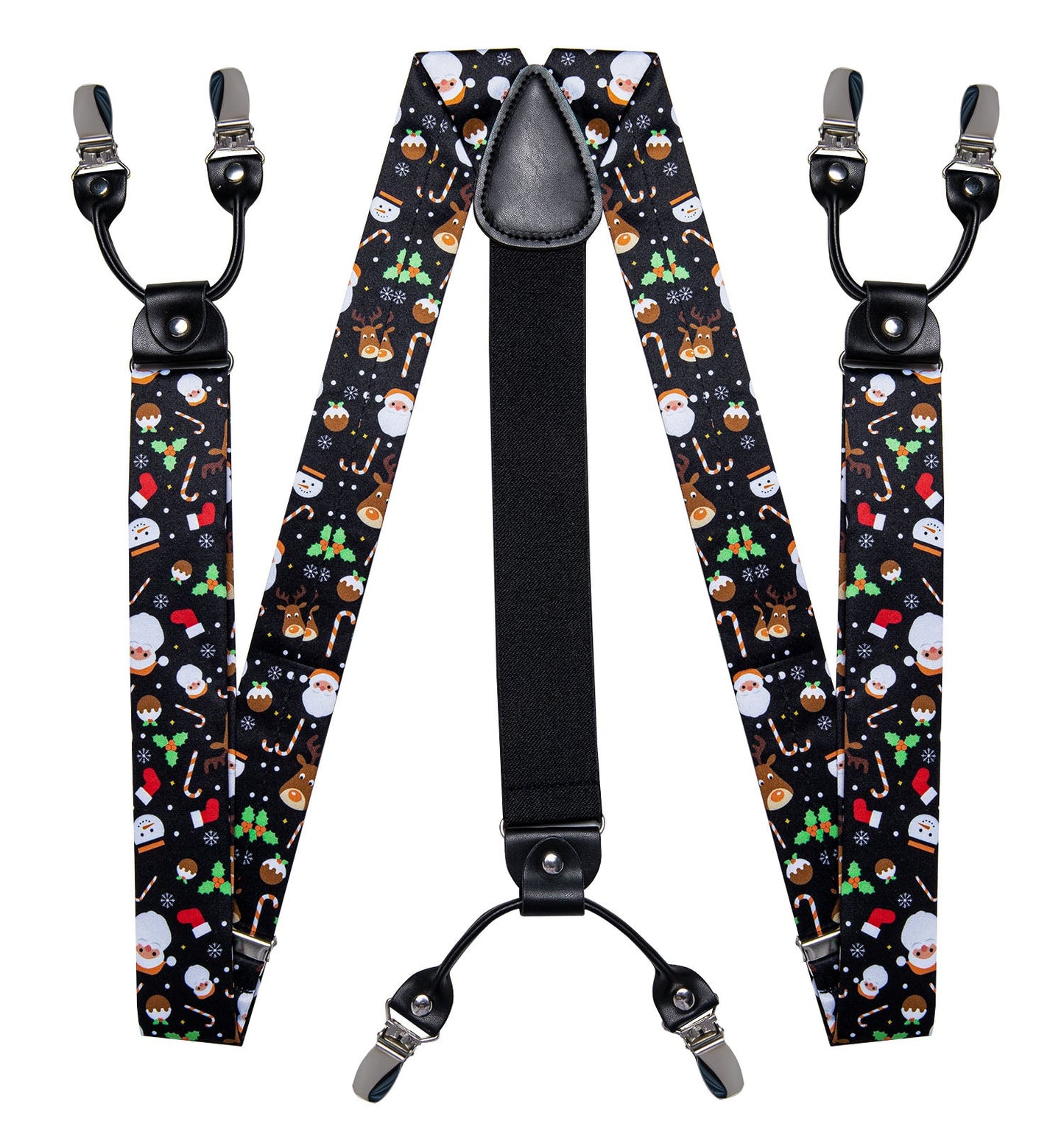Christmas Decorations Bow Tie and Suspenders Set in Black bow tie - Sophisticated Gentlemen