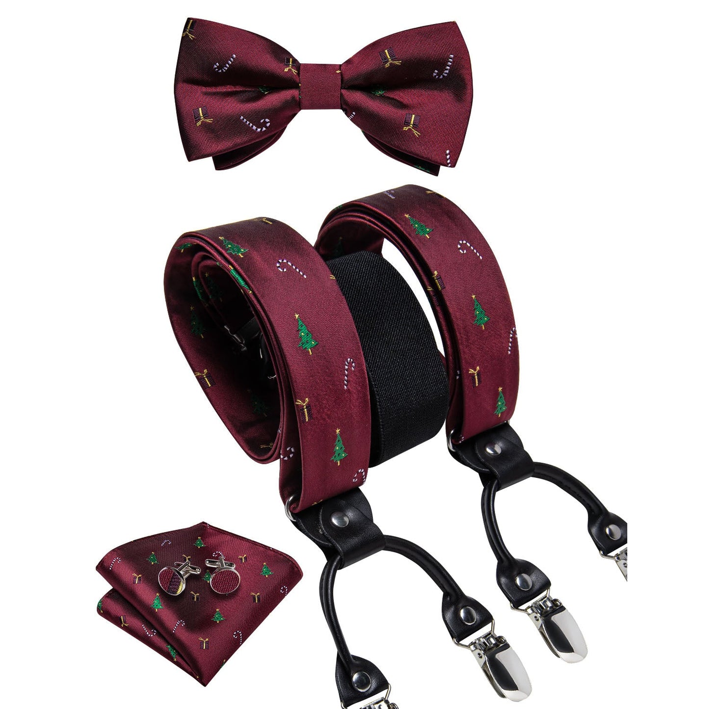 Christmas Decorations Bow Tie and Suspenders Set bow tie - Sophisticated Gentlemen