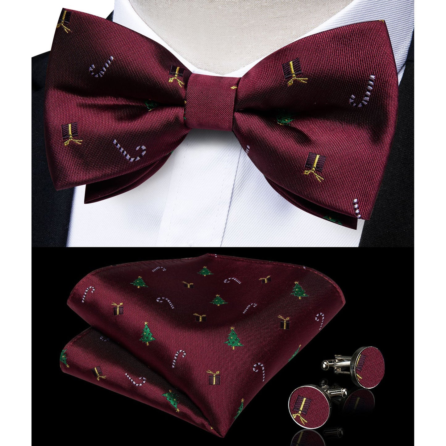 Christmas Decorations Bow Tie and Suspenders Set bow tie - Sophisticated Gentlemen