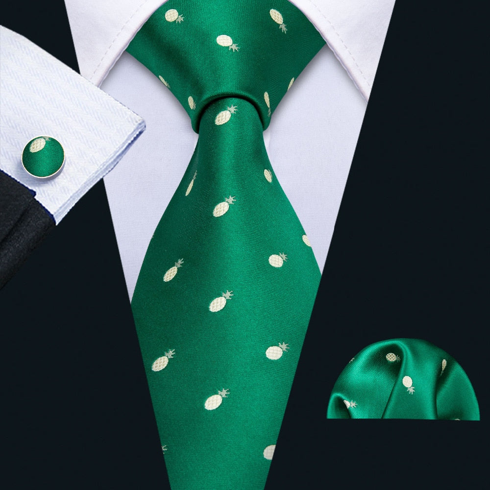 Ananas Tie, Pocket Square and Cufflinks tie sets - Sophisticated Gentlemen