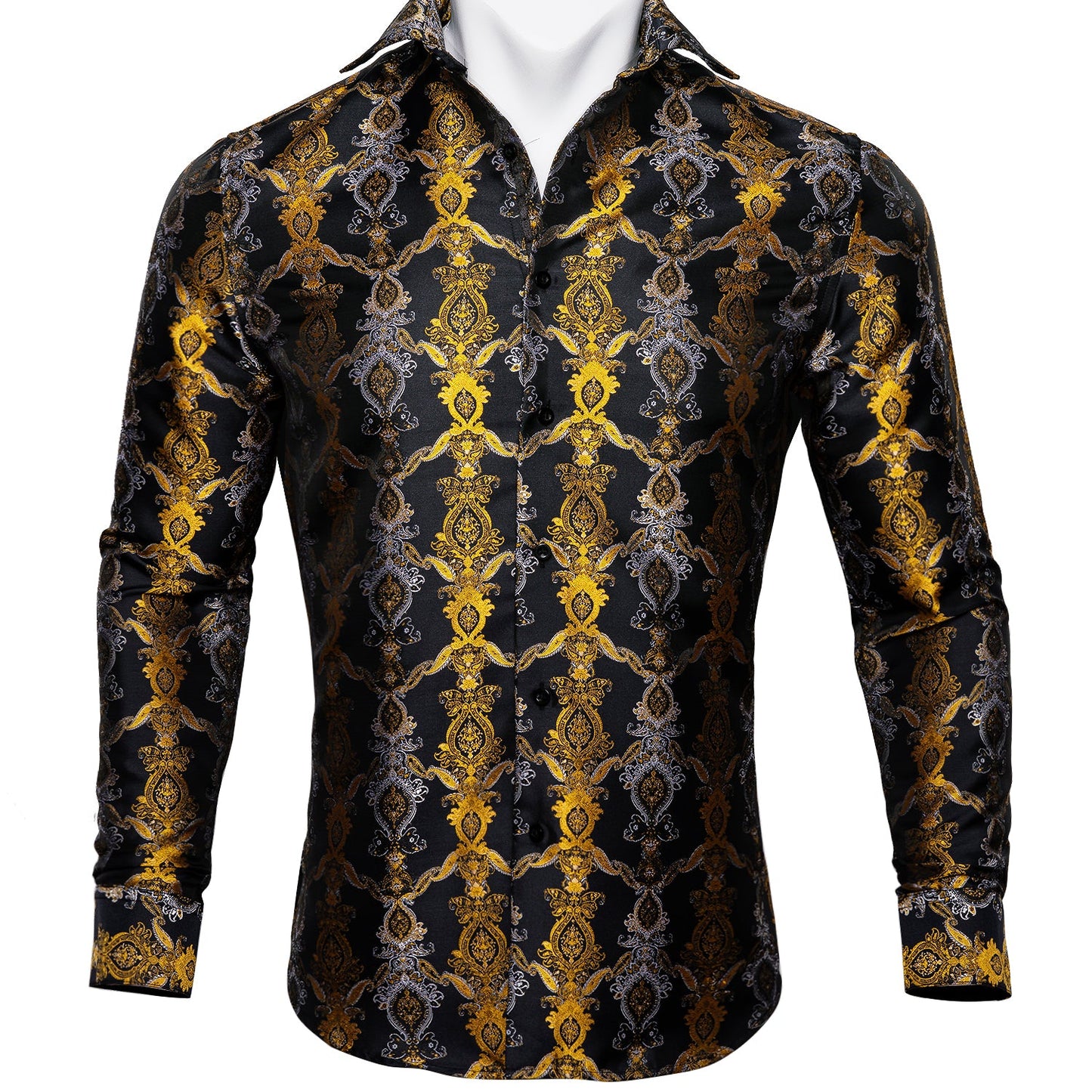 Black and Yellow Baroque Dress Shirt shirt S - Sophisticated Gentlemen