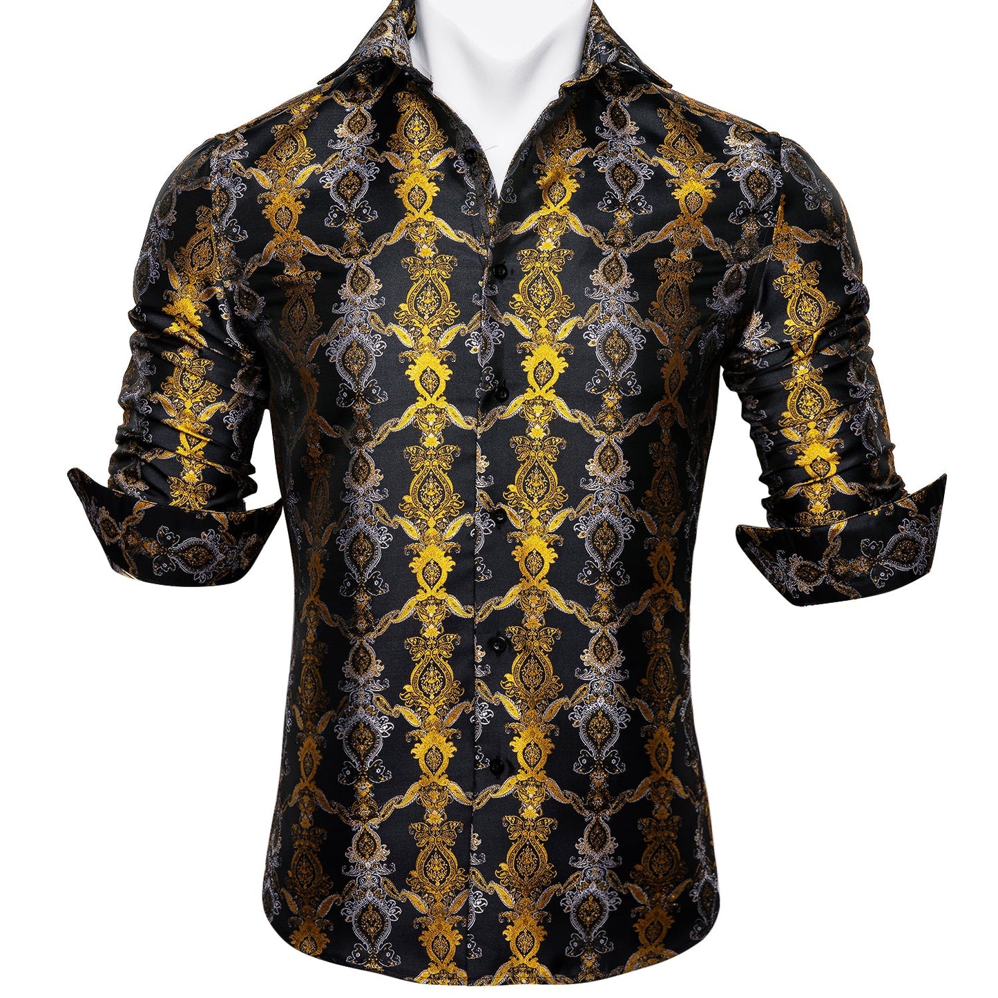 Black and Yellow Baroque Dress Shirt shirt - Sophisticated Gentlemen