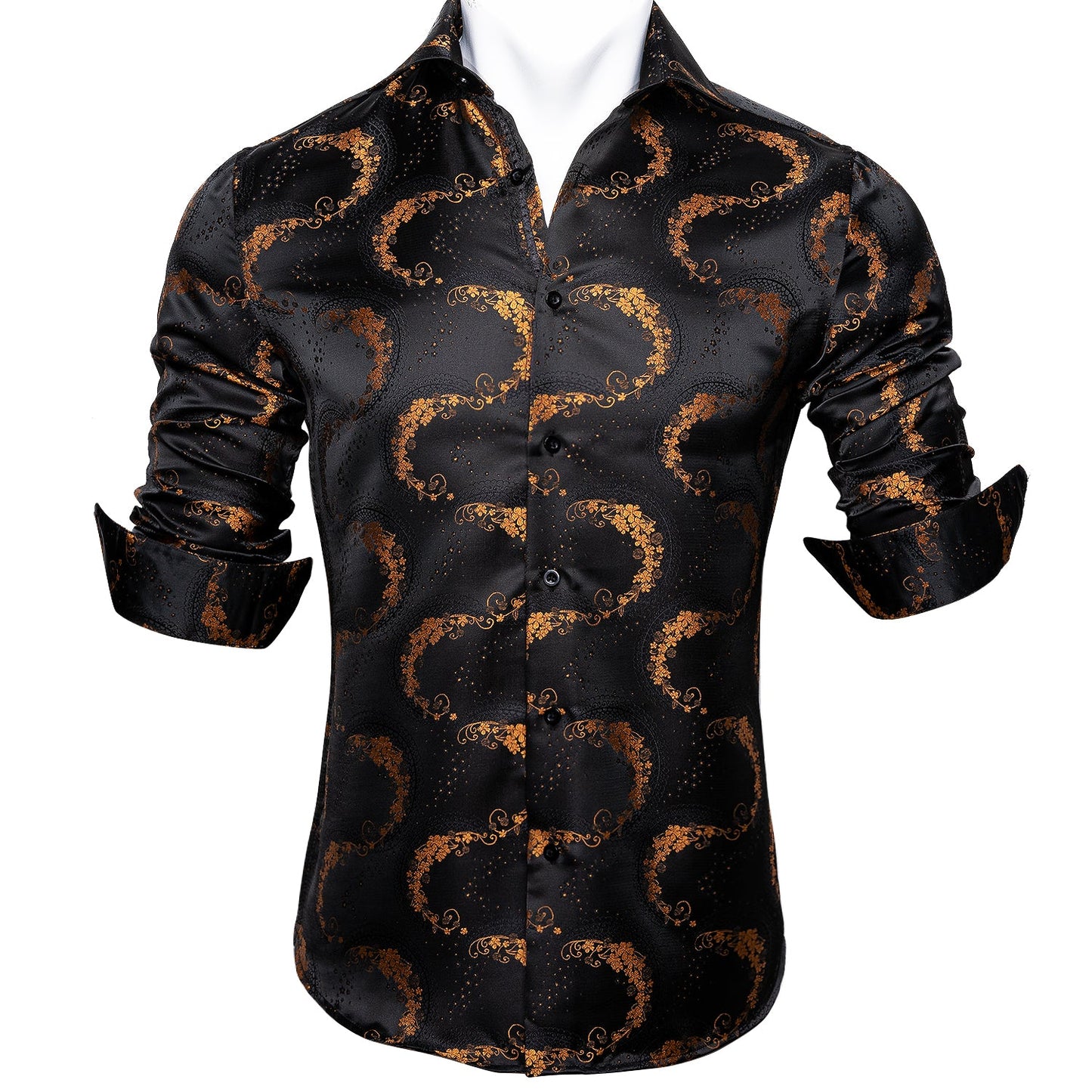 Black and Gold Floral Dress Shirt shirt - Sophisticated Gentlemen