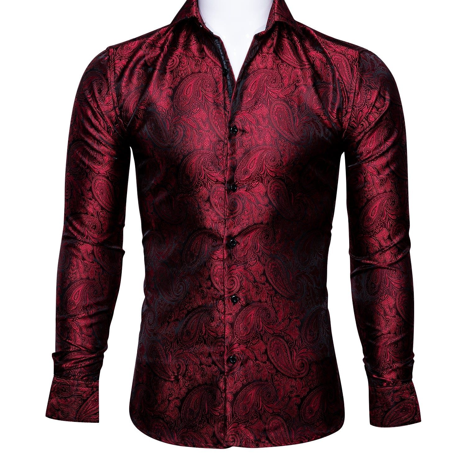 Black and Red Paisley Dress Shirt shirt    - Sophisticated Gentlemen