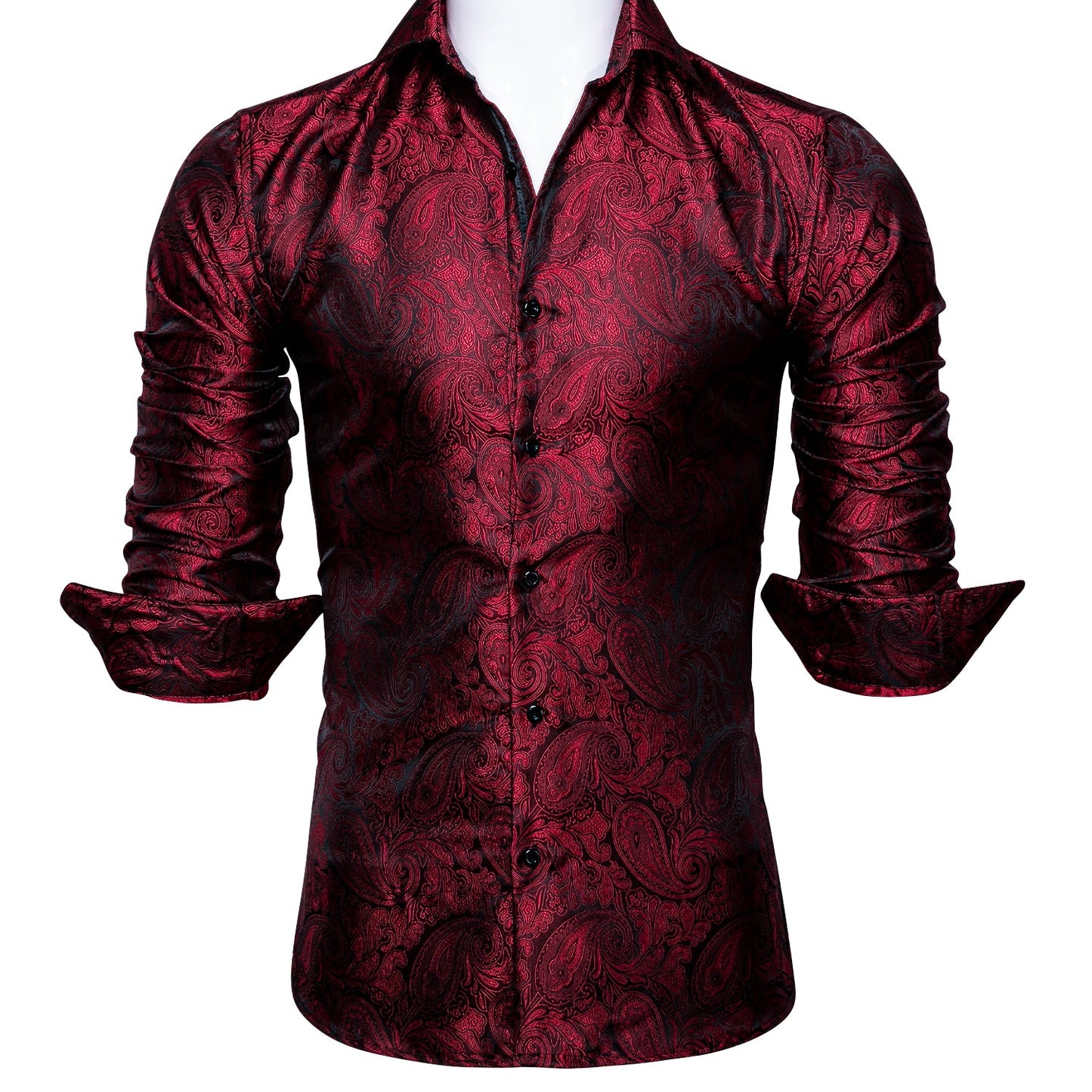 Black and Red Paisley Dress Shirt shirt - Sophisticated Gentlemen