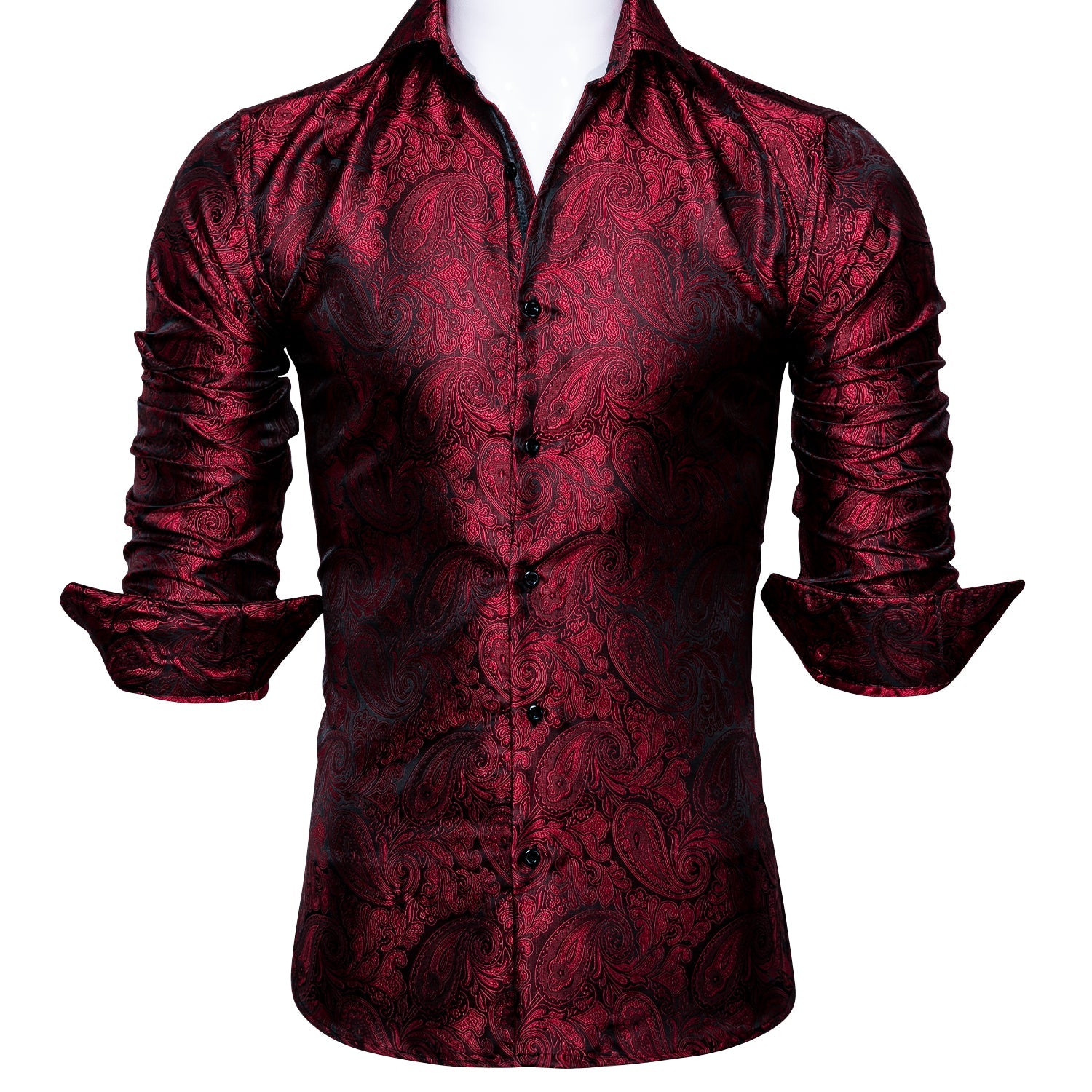 Black and Red Paisley Dress Shirt shirt    - Sophisticated Gentlemen
