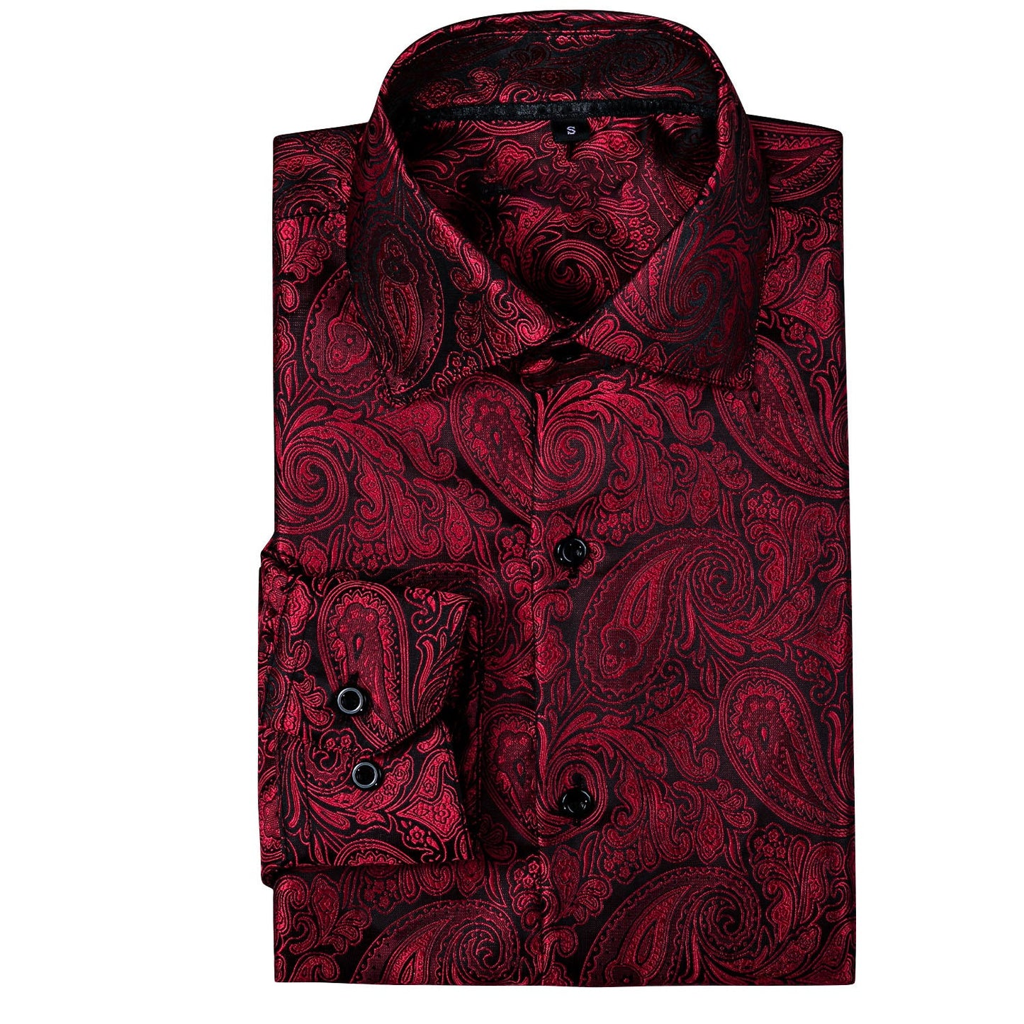 Black and Red Paisley Dress Shirt shirt S - Sophisticated Gentlemen