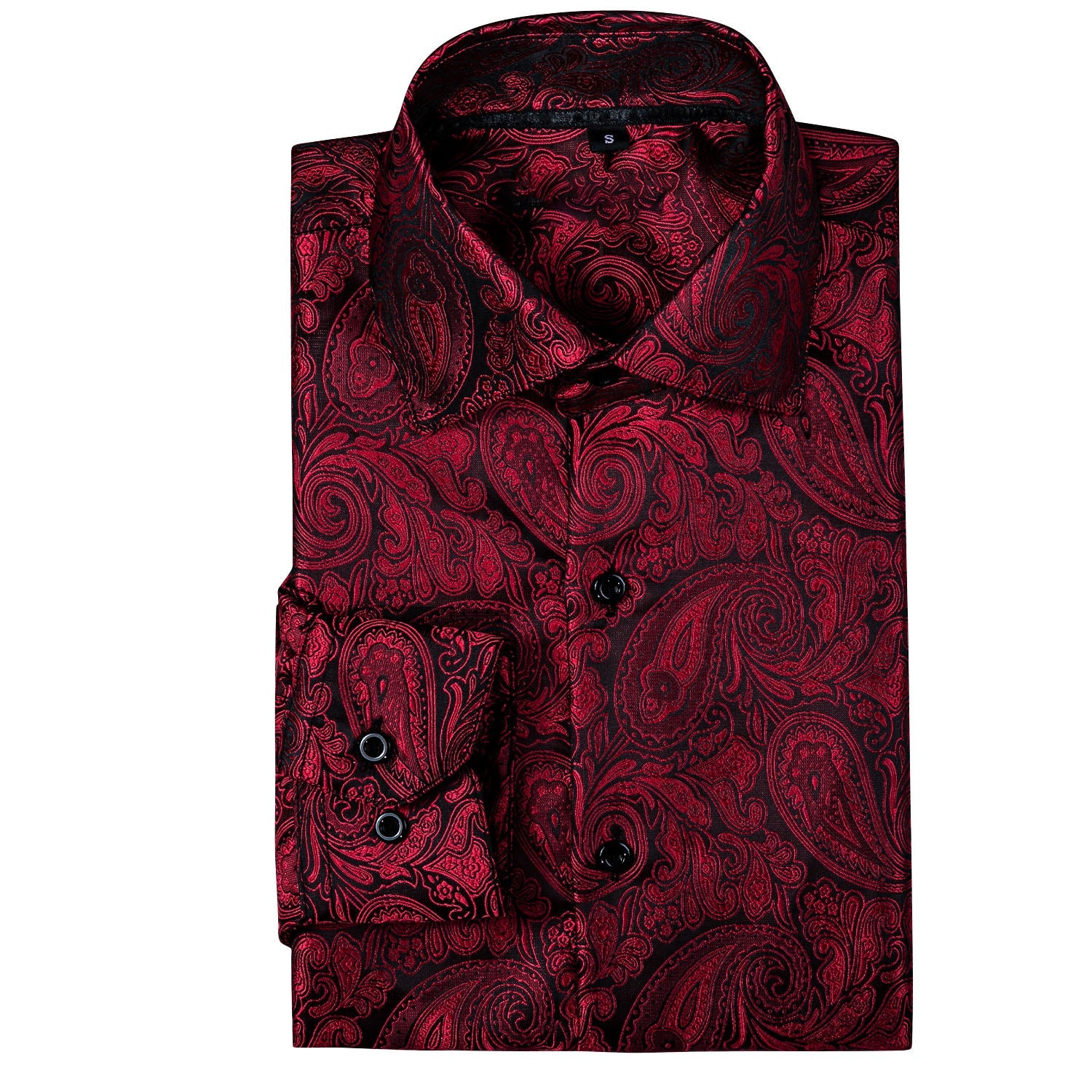 Black and Red Paisley Dress Shirt shirt S   - Sophisticated Gentlemen