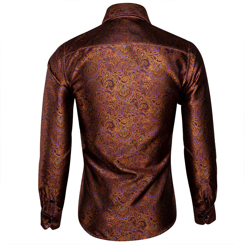 Brown and Purple Paisley Dress Shirt shirt - Sophisticated Gentlemen