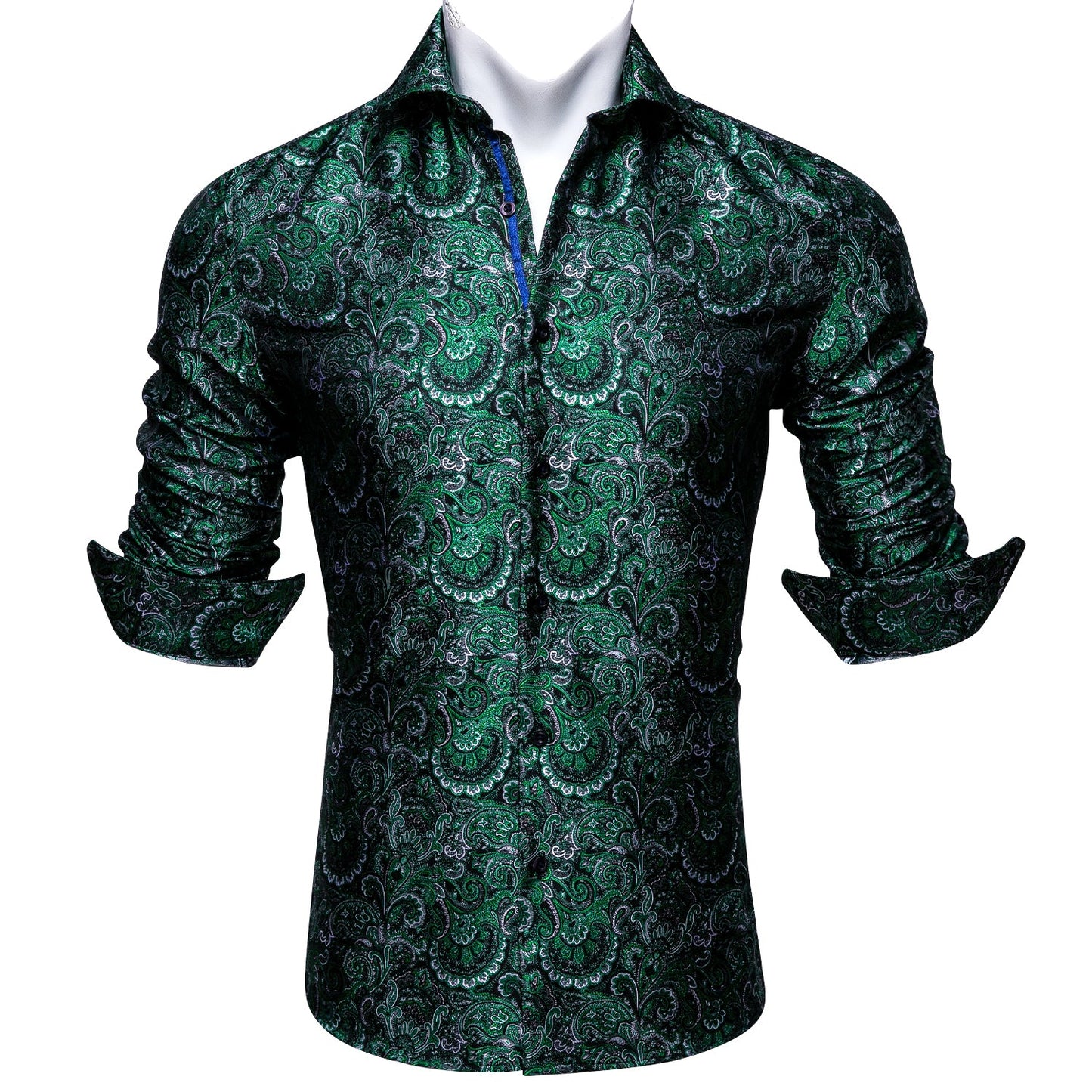 Green Floral Silk Dress Shirt shirt - Sophisticated Gentlemen