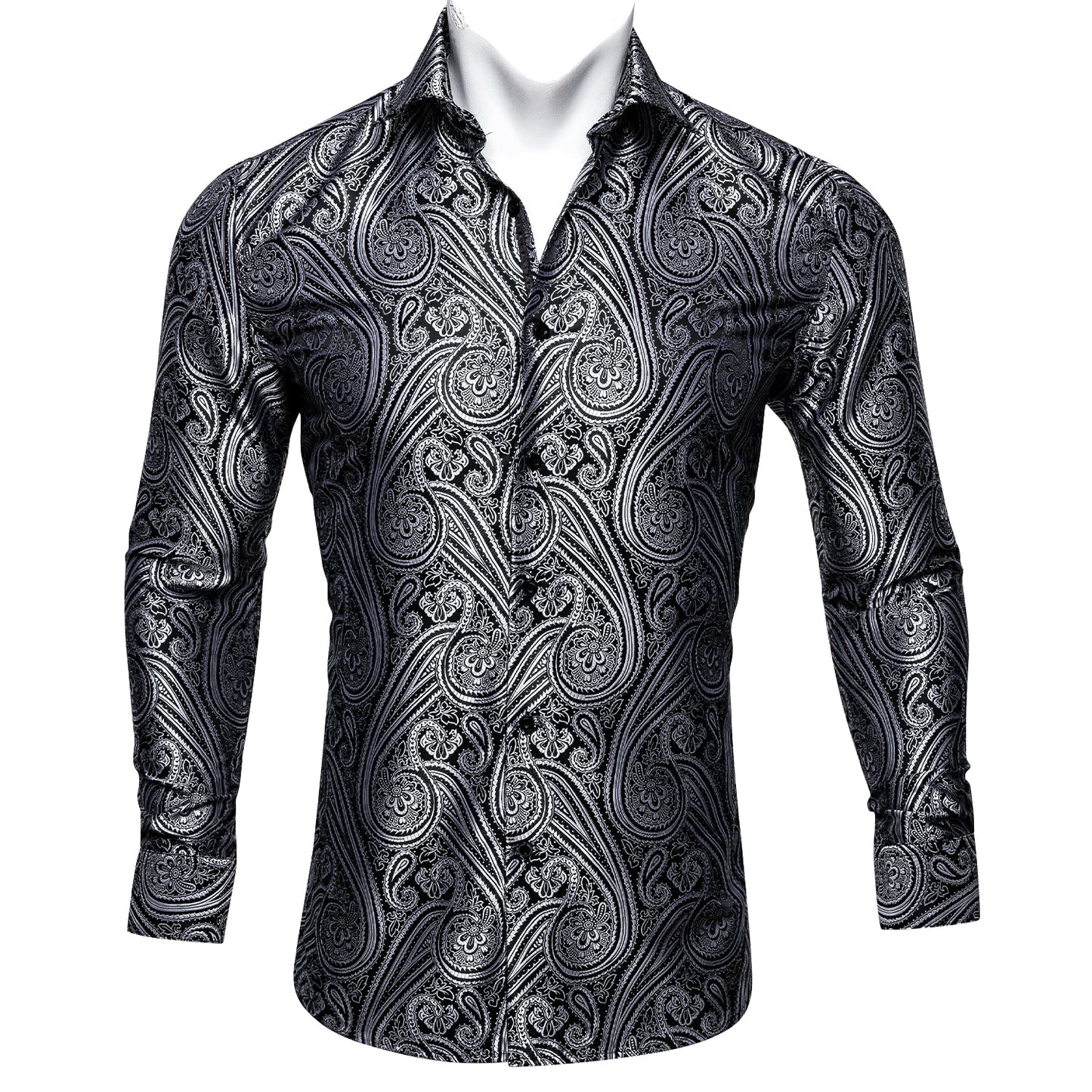 Black and White Paisley Dress Shirt shirt S - Sophisticated Gentlemen