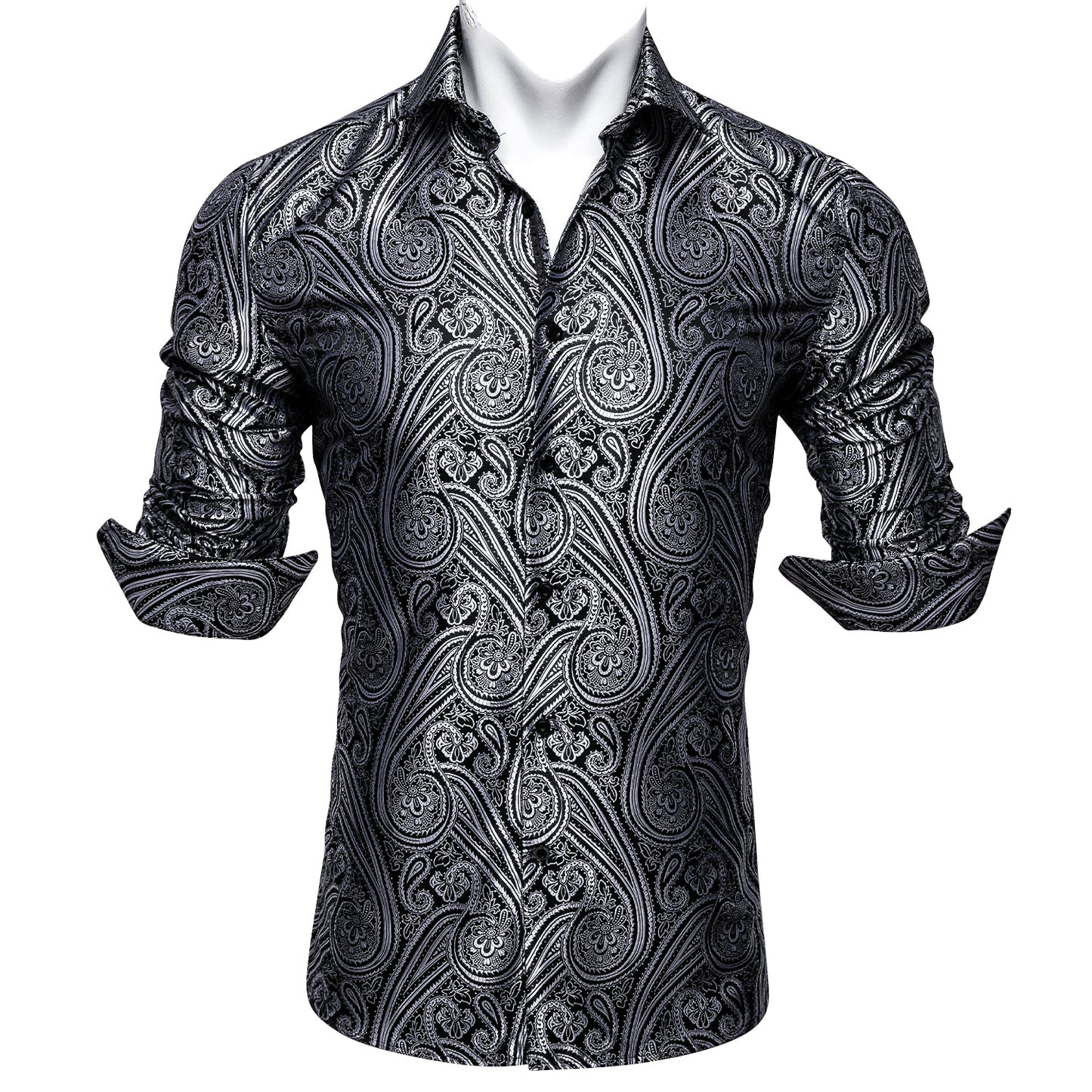 Black and White Paisley Dress Shirt shirt - Sophisticated Gentlemen