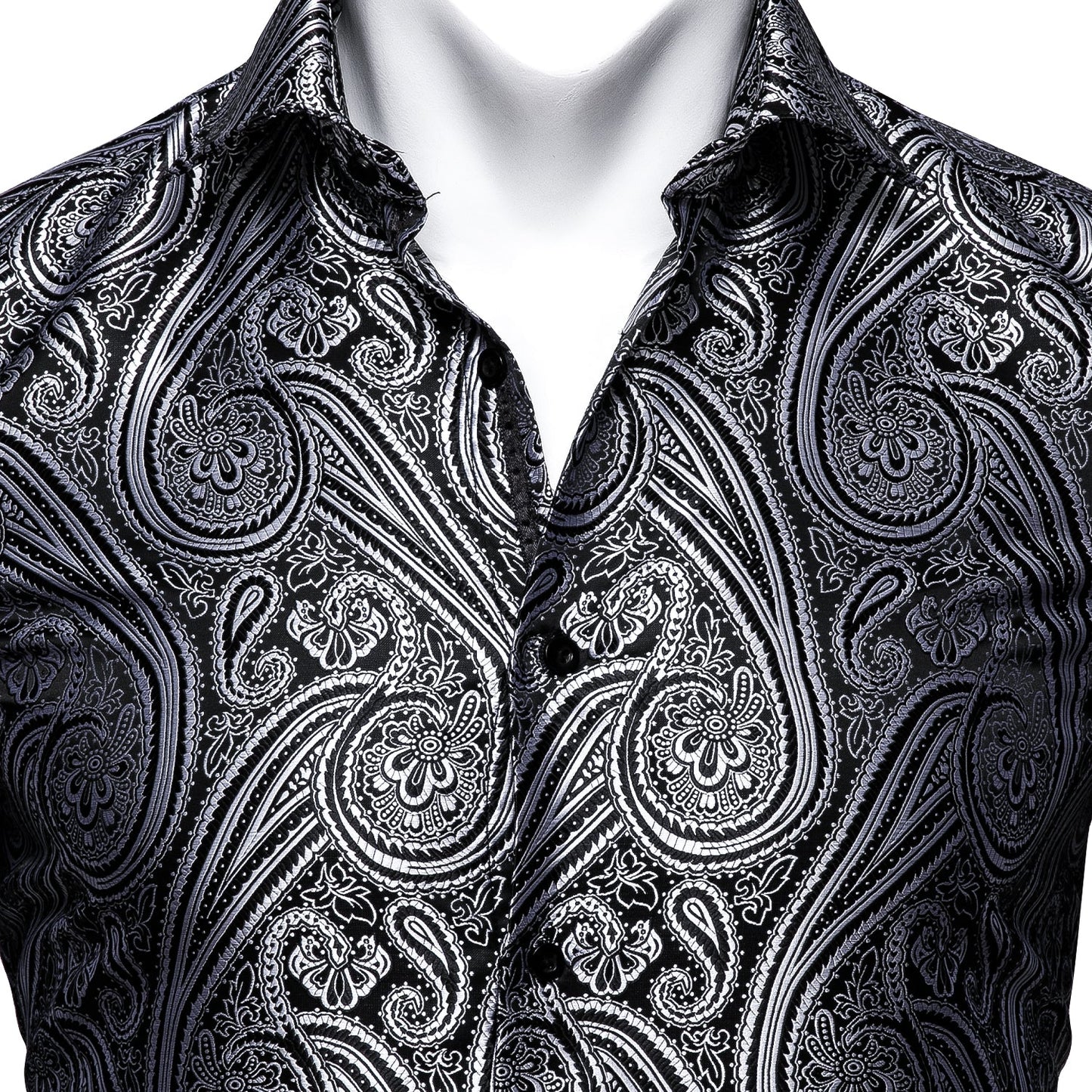 Black and White Paisley Dress Shirt shirt - Sophisticated Gentlemen