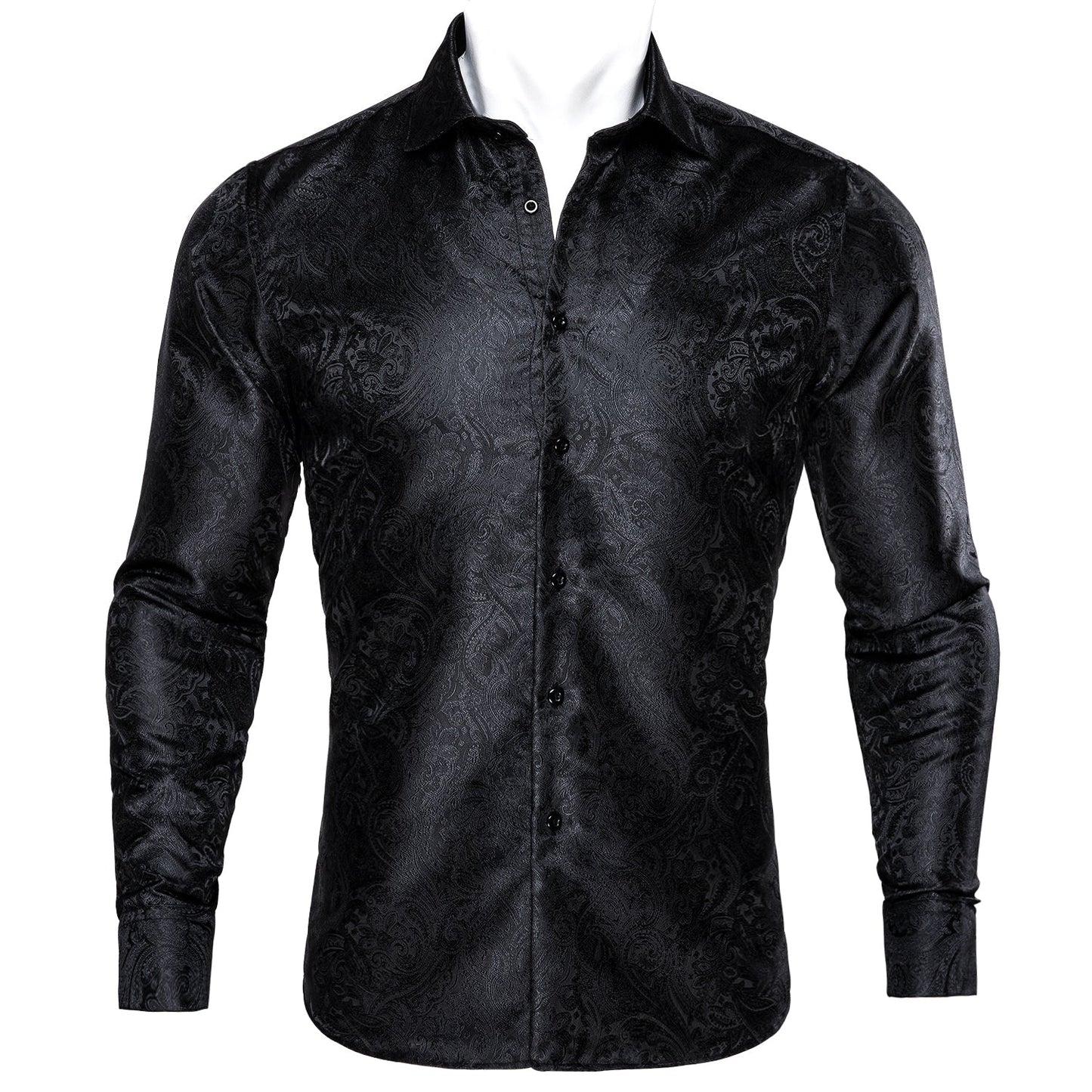 Black Paisley Silk Dress Shirt shirt S - Sophisticated Gentlemen