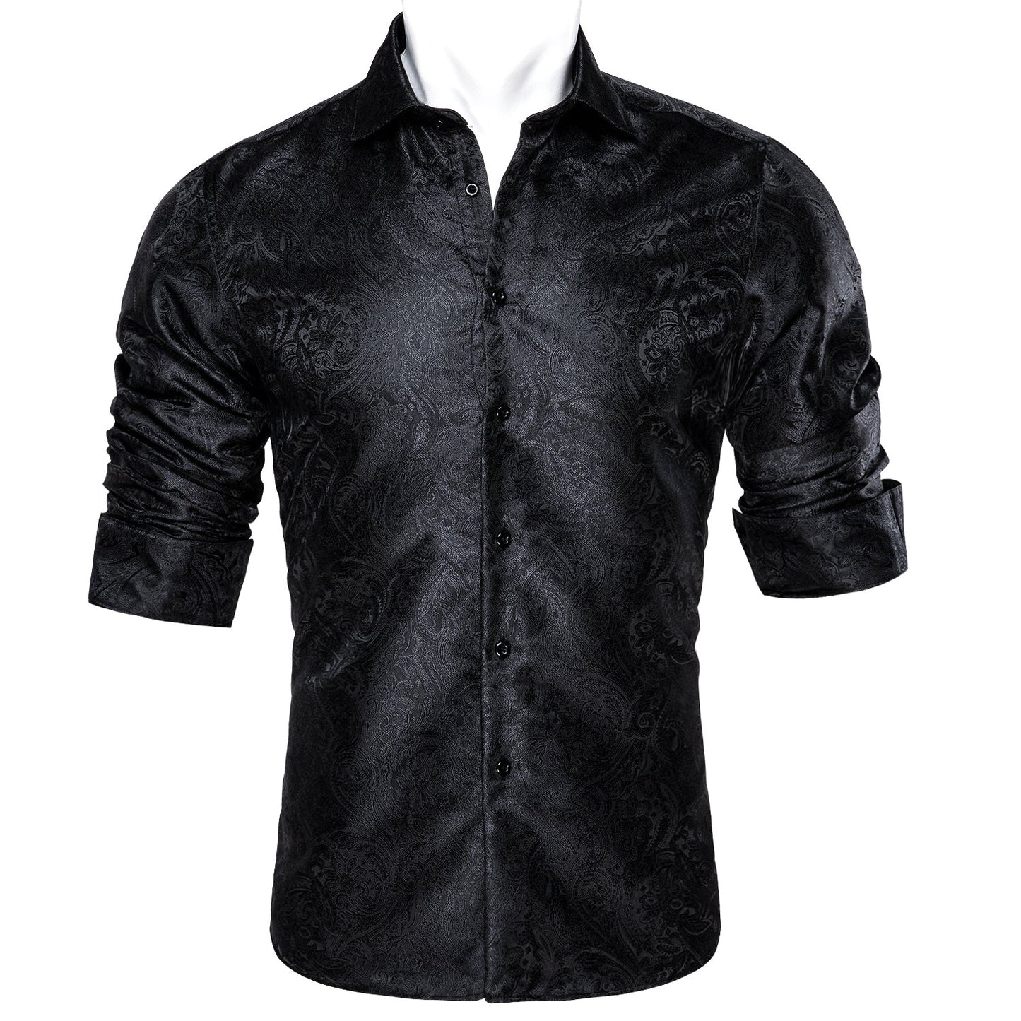 Black Paisley Silk Dress Shirt shirt - Sophisticated Gentlemen