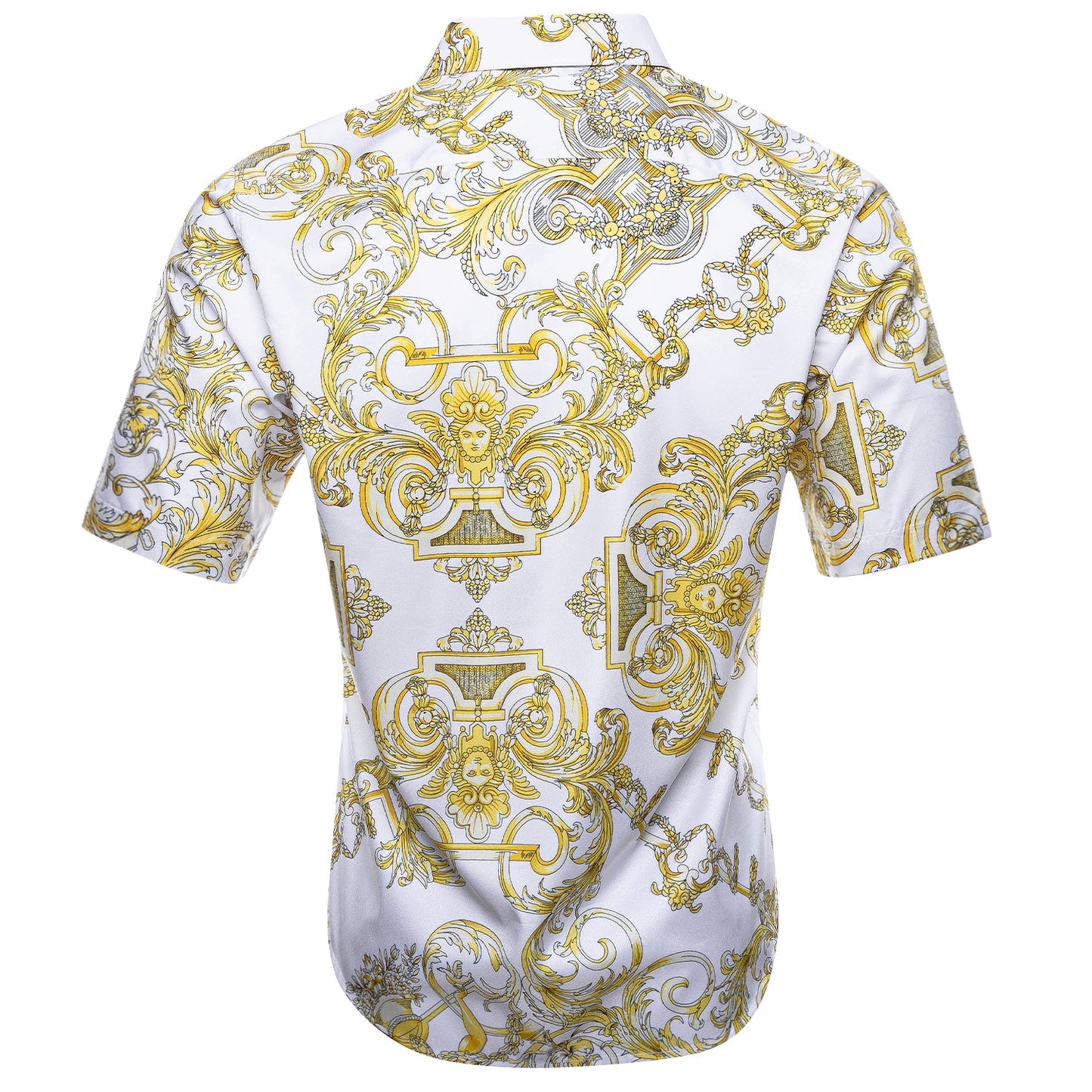 White and Yellow Cherubs Short Sleeve Dress Shirt shirt - Sophisticated Gentlemen