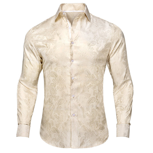 Champagne Paisley Dress Shirt shirt S   - Sophisticated Gentlemen