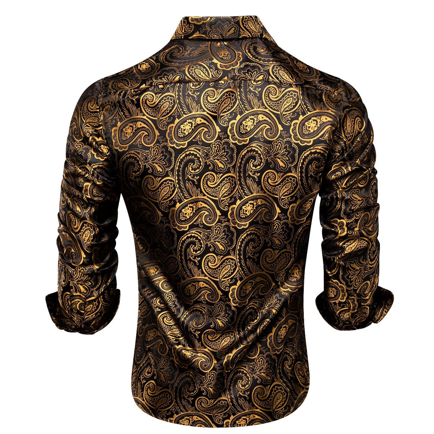 Luxury Gold and Black Silk Dress Shirt shirt - Sophisticated Gentlemen