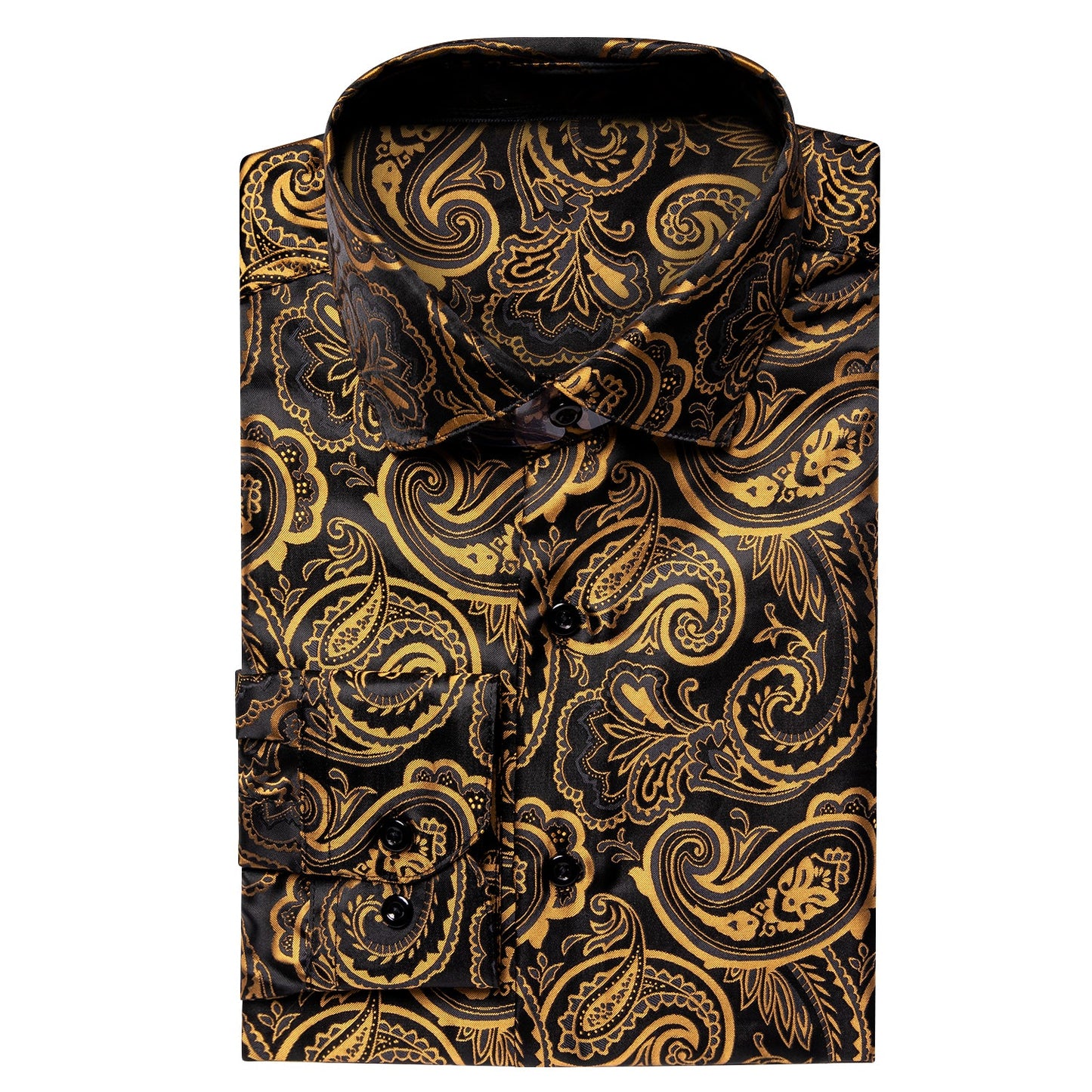 Luxury Gold and Black Silk Dress Shirt shirt - Sophisticated Gentlemen