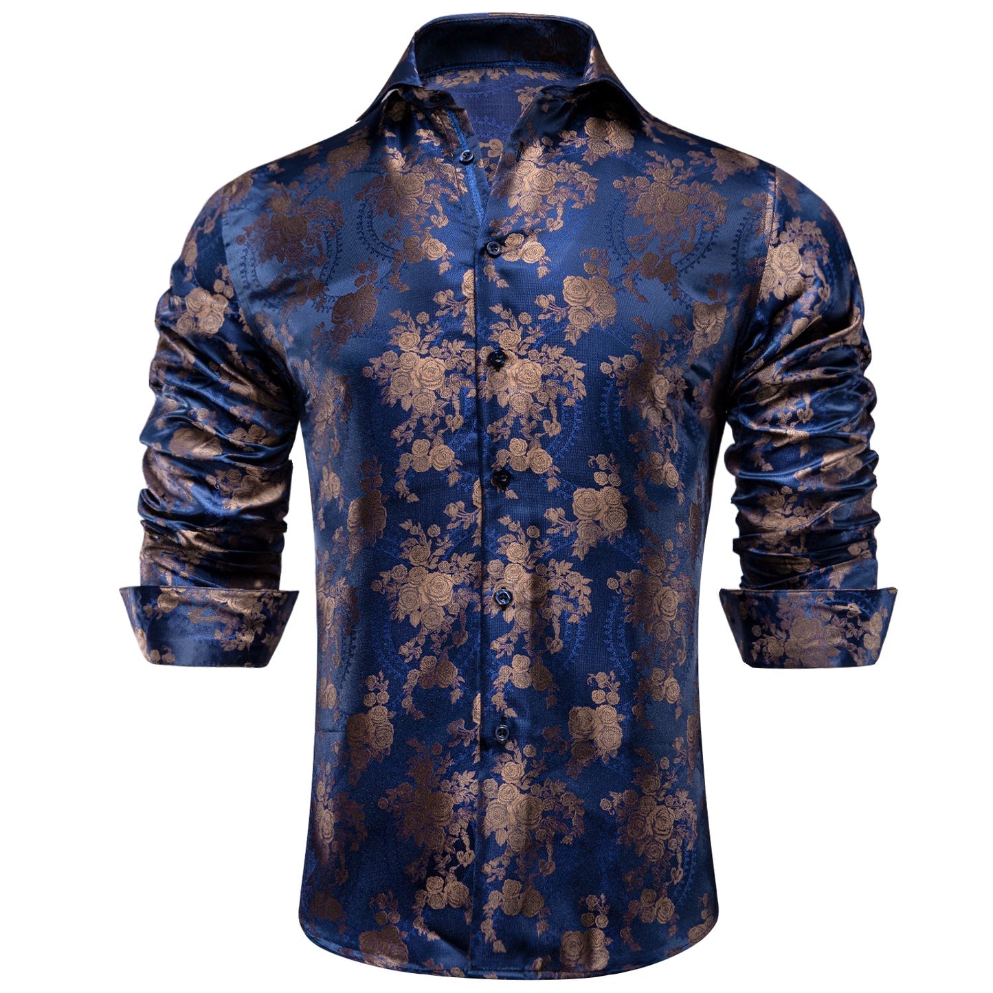 Blue and Brown Floral Dress Shirt shirt - Sophisticated Gentlemen