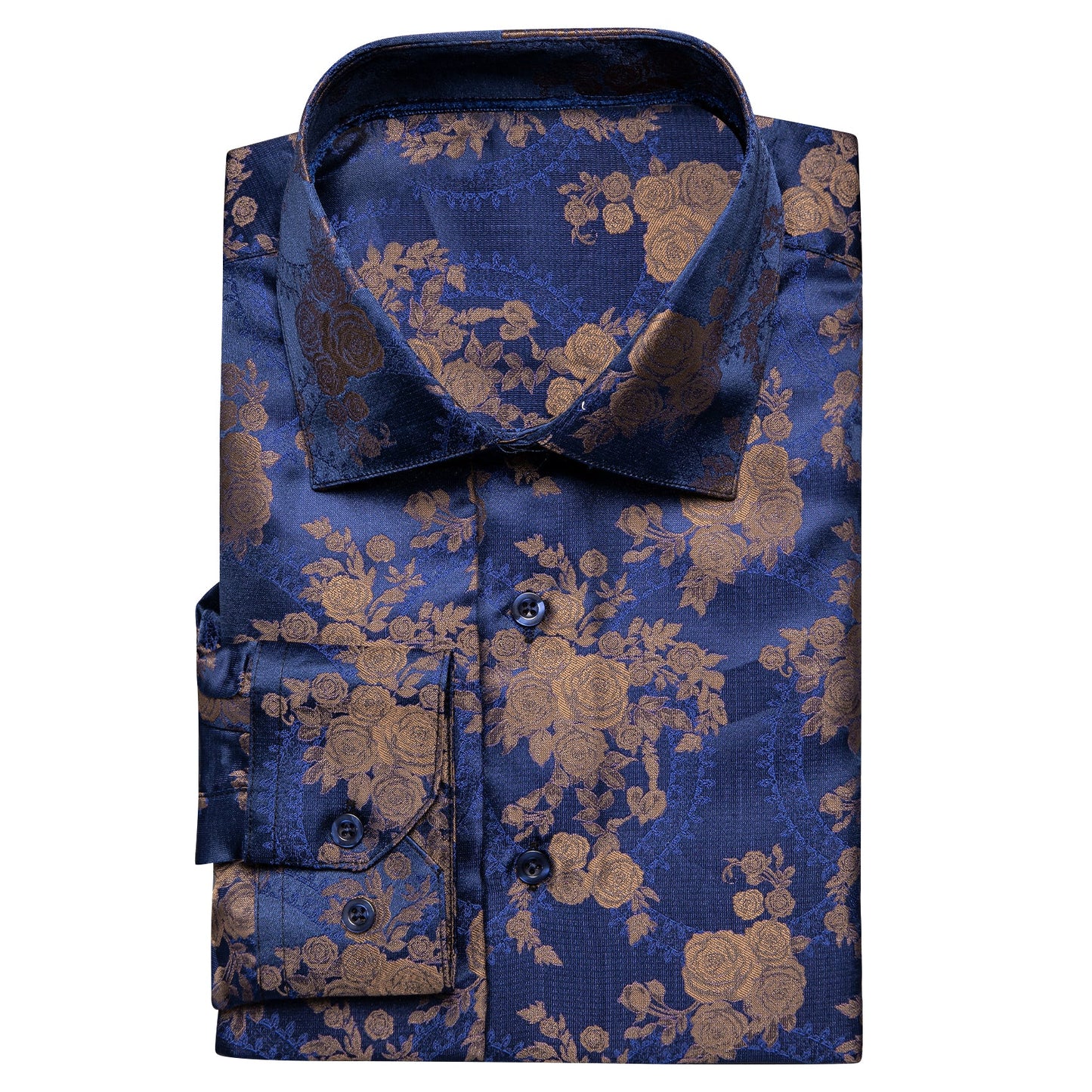 Blue and Brown Floral Dress Shirt shirt - Sophisticated Gentlemen