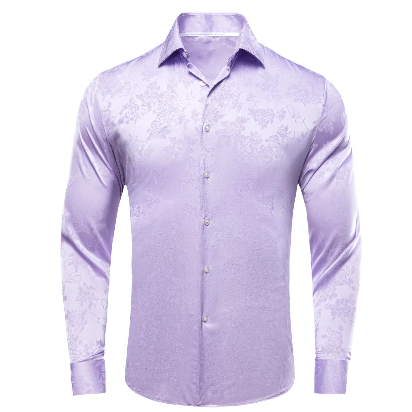 Lavender Floral Silk Dress Shirt shirt S - Sophisticated Gentlemen