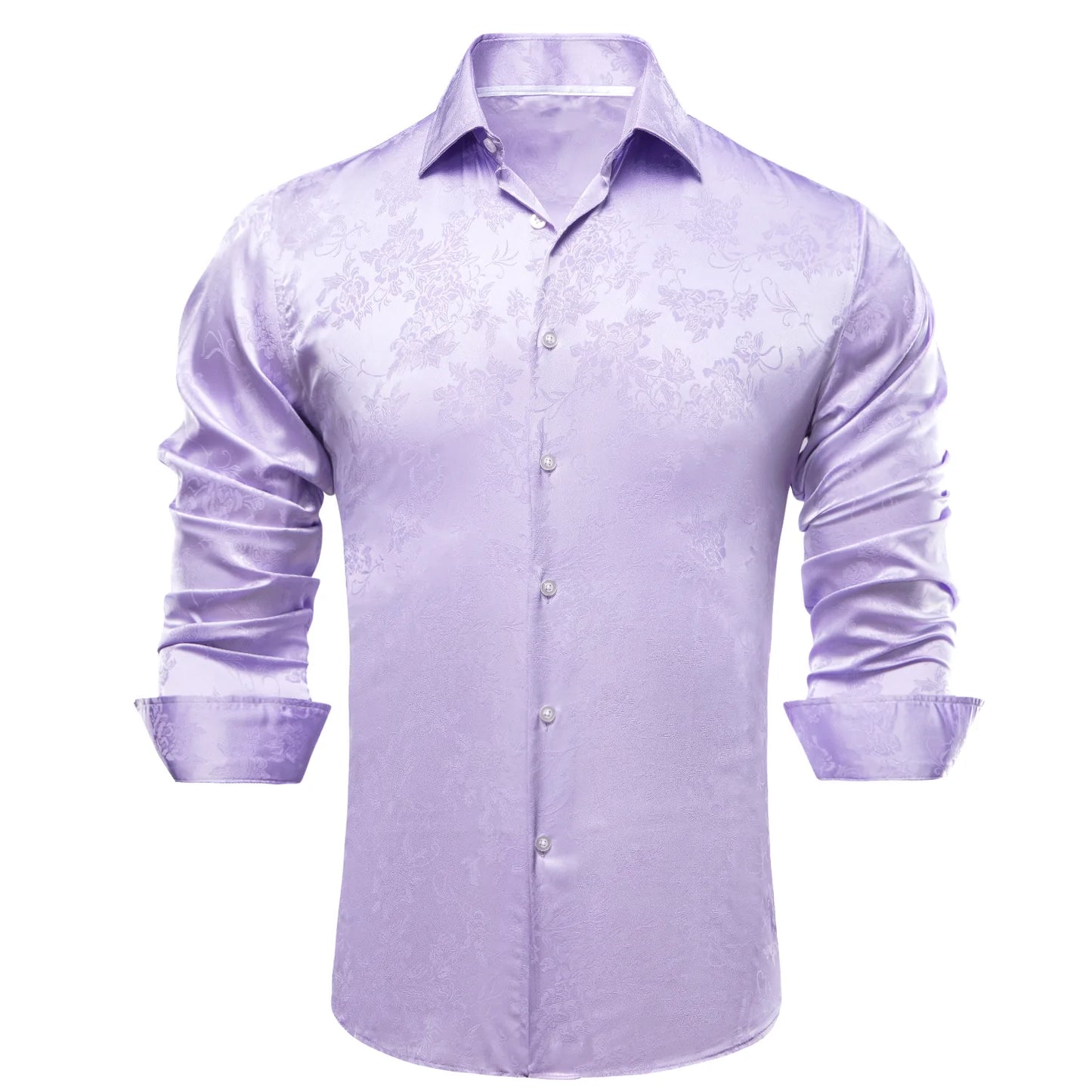 Lavender Floral Silk Dress Shirt shirt - Sophisticated Gentlemen