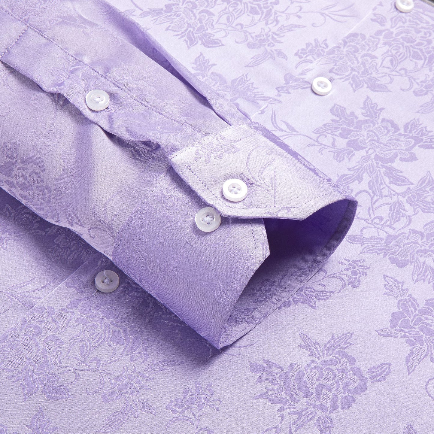 Lavender Floral Silk Dress Shirt shirt - Sophisticated Gentlemen