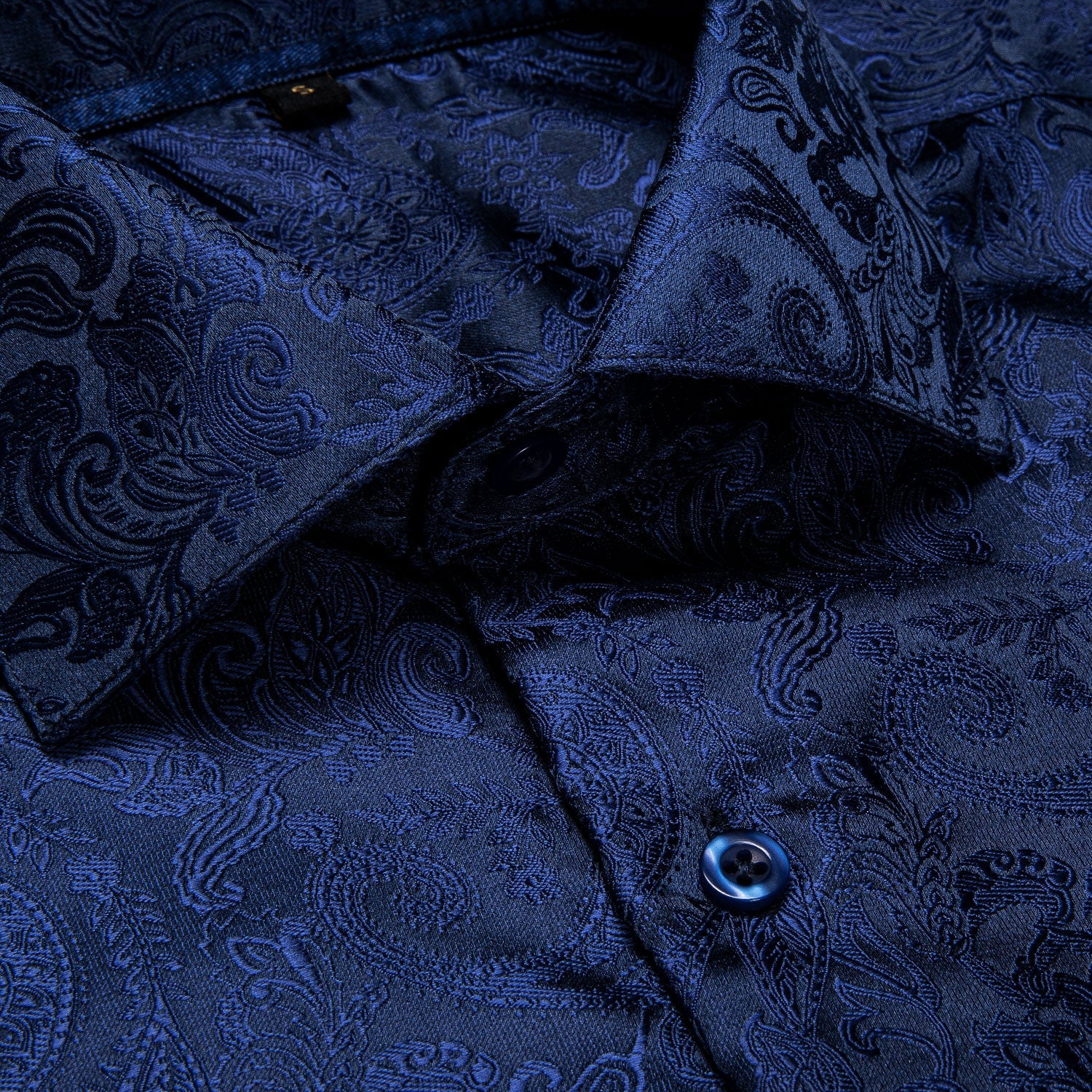 Navy Blue Paisley Dress Shirt shirt    - Sophisticated Gentlemen