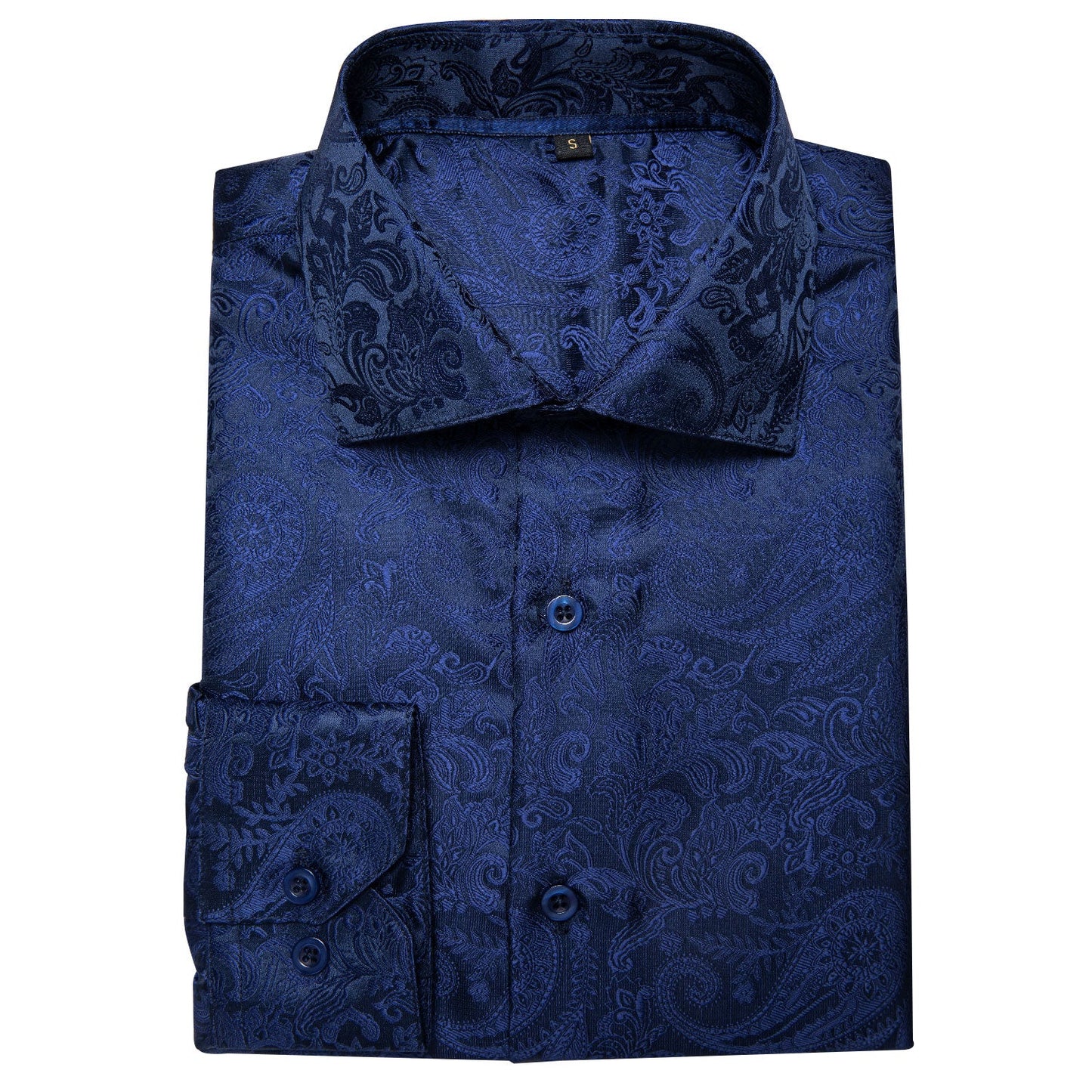 Navy Blue Paisley Dress Shirt shirt    - Sophisticated Gentlemen