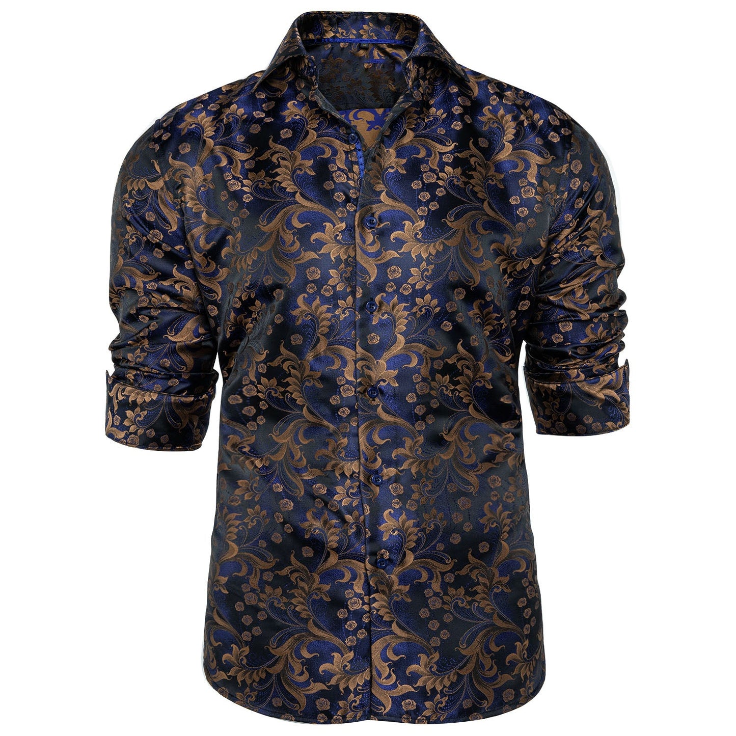 Royal Blue and Brown Floral Dress Shirt shirt - Sophisticated Gentlemen