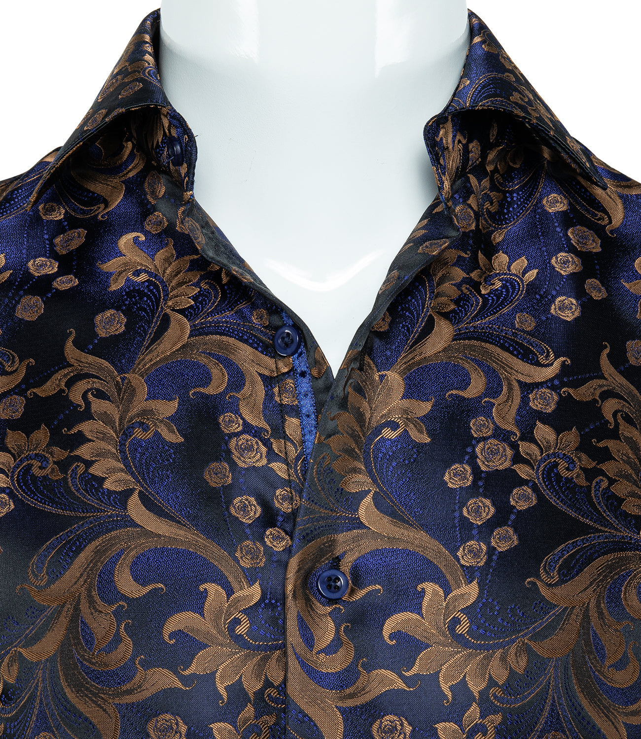Royal Blue and Brown Floral Dress Shirt shirt - Sophisticated Gentlemen