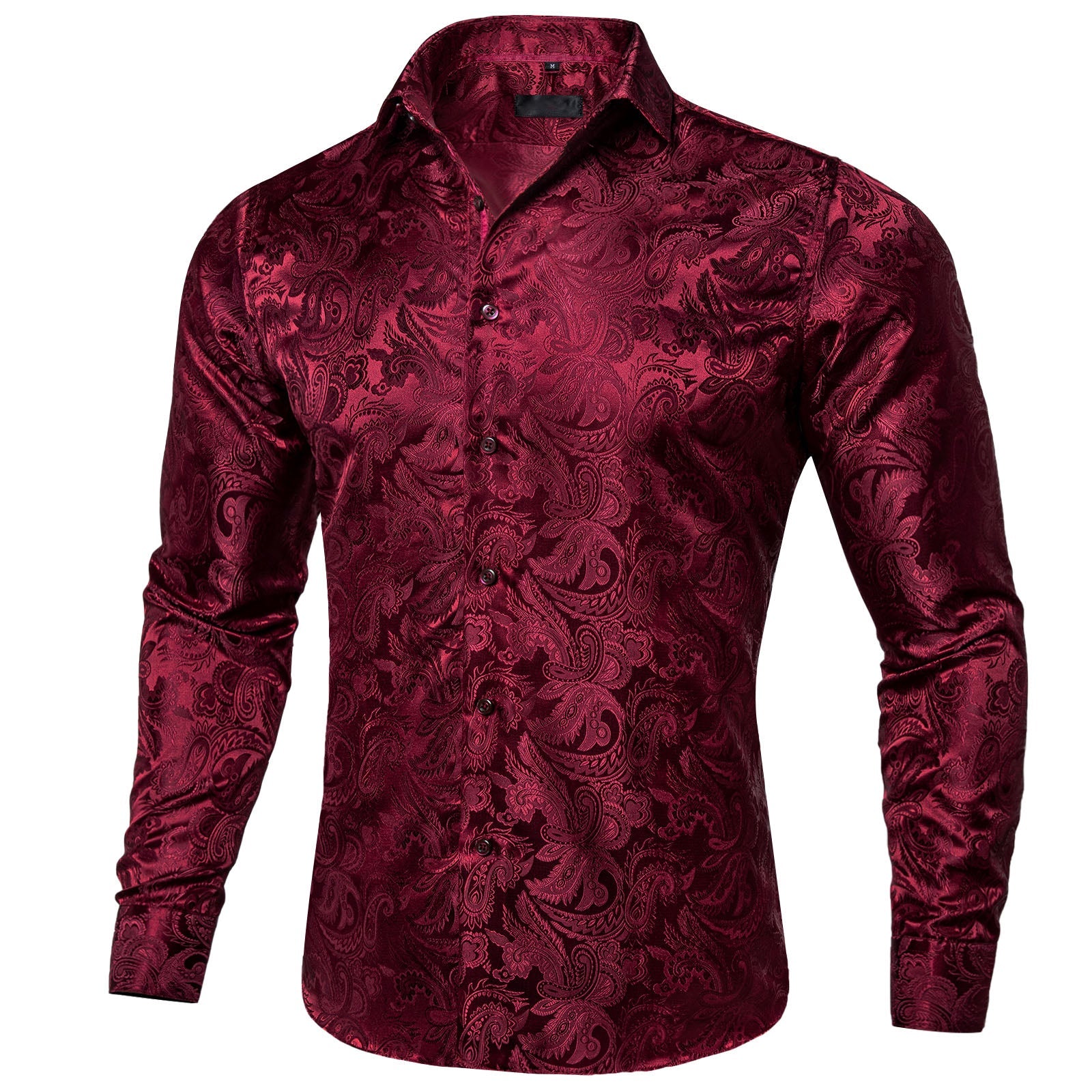 Red Paisley Silk Dress Shirt shirt S   - Sophisticated Gentlemen