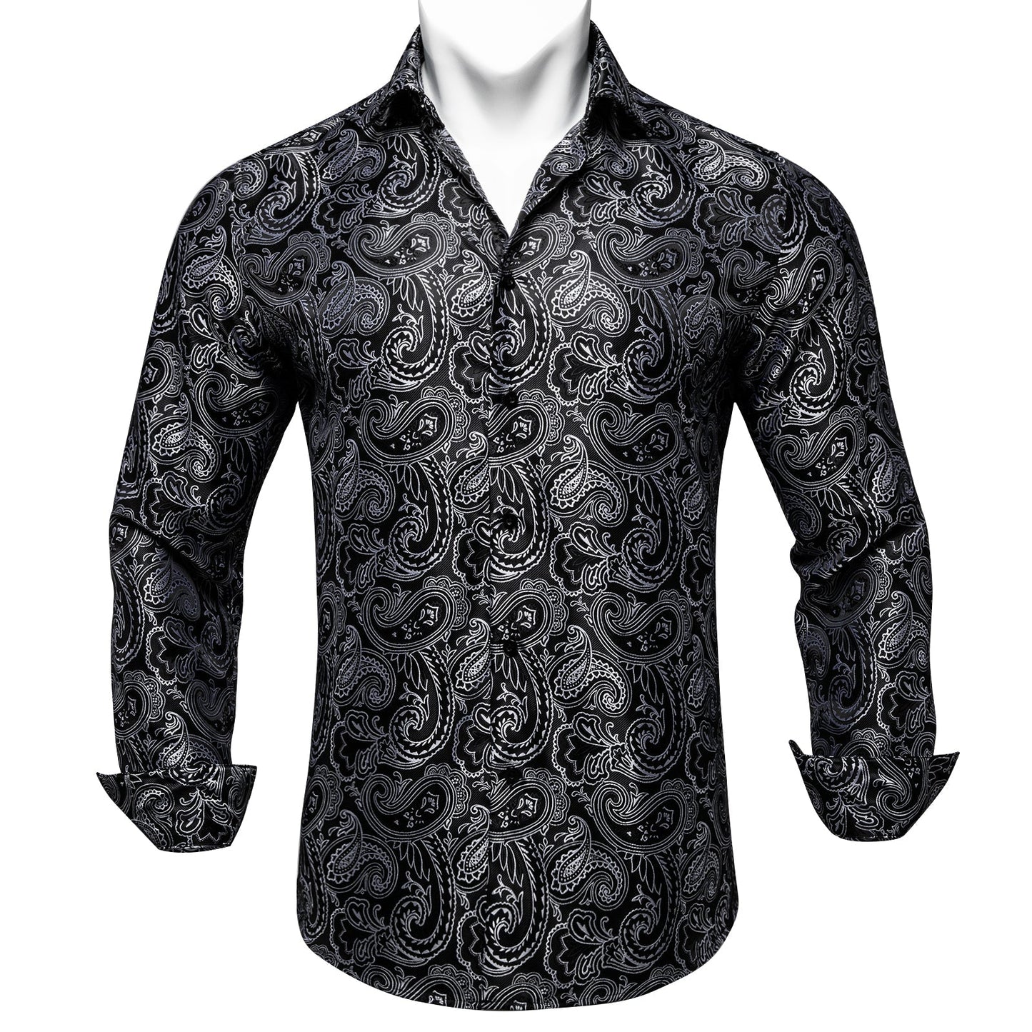 Black and Gray Paisley Dress Shirt shirt S   - Sophisticated Gentlemen