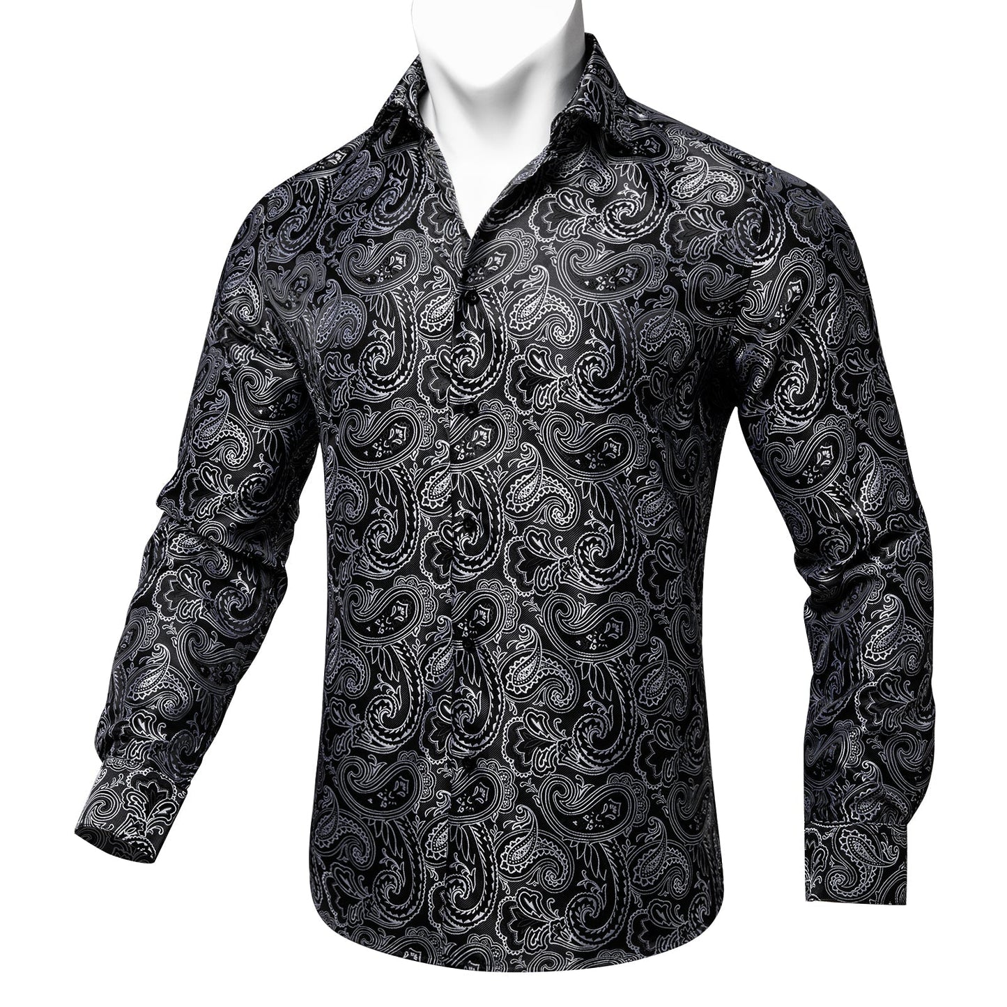 Black and Gray Paisley Dress Shirt shirt    - Sophisticated Gentlemen