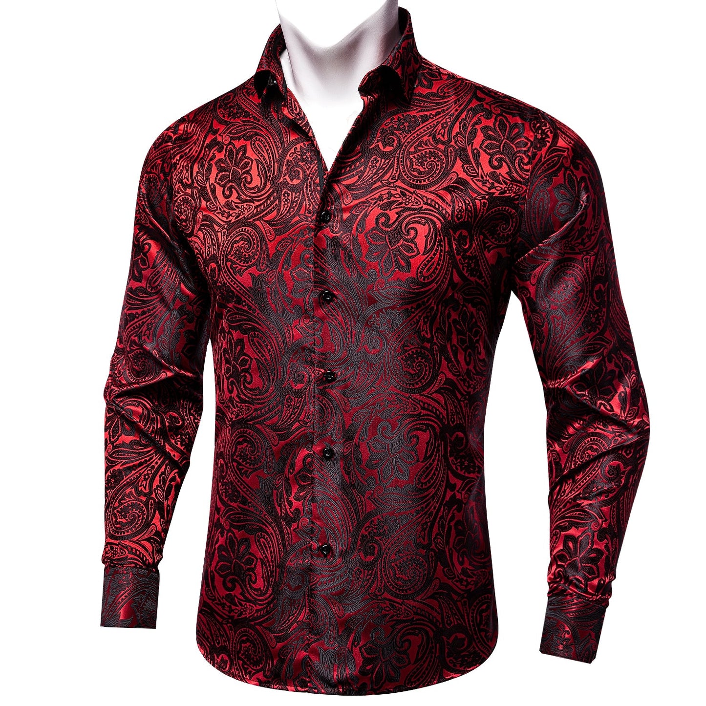 Dark Red Paisley Dress Shirt shirt S - Sophisticated Gentlemen