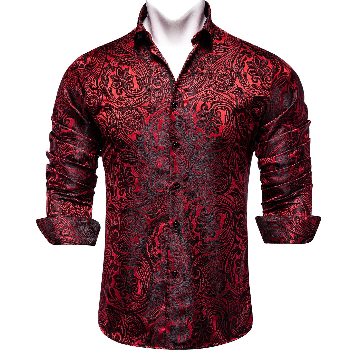 Dark Red Paisley Dress Shirt shirt - Sophisticated Gentlemen