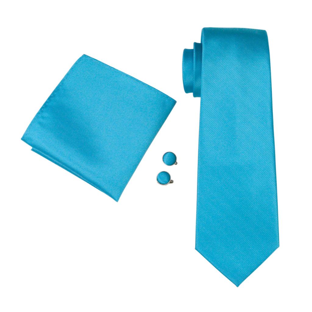 Sky Blue Tie, Pocket Square and Cufflinks - Sophisticated Gentlemen