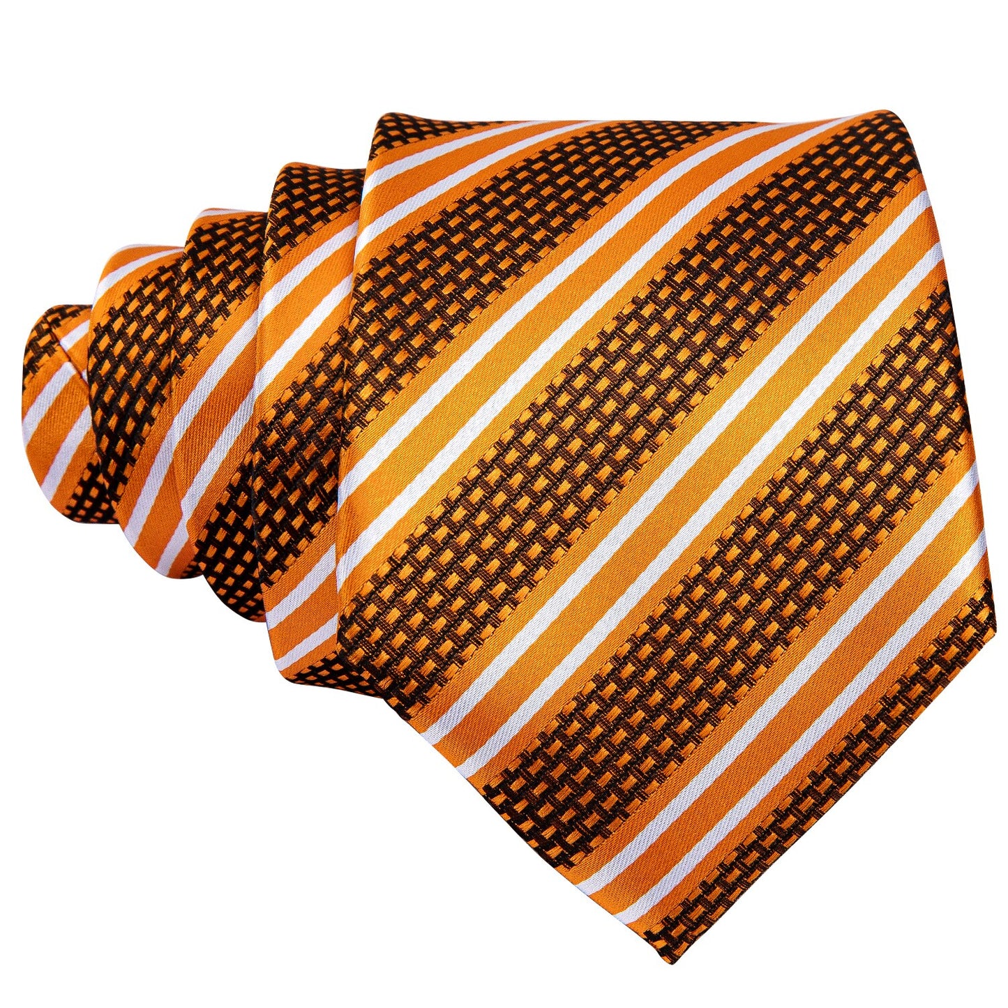 Gold Striped Premium Silk Tie, Pocket Square and Cufflinks tie sets - Sophisticated Gentlemen