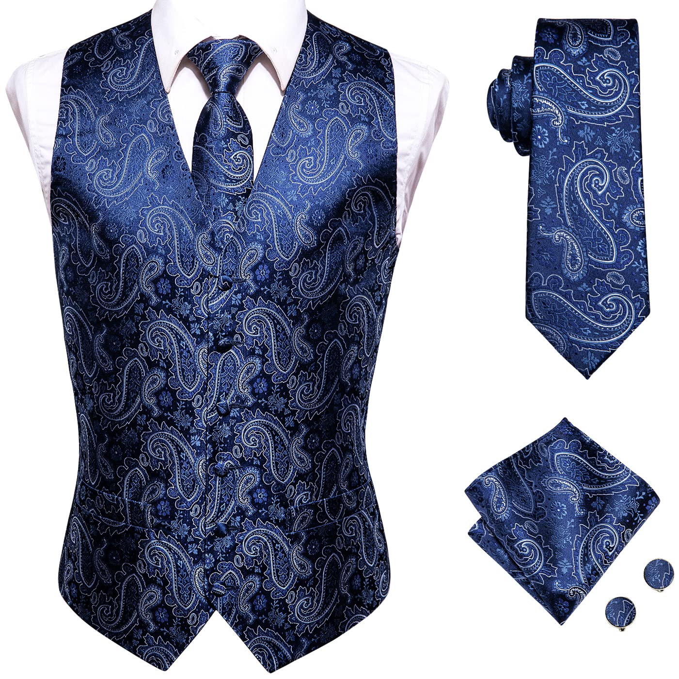 Shining Blue Vest Set vest set S (Chest 41) - Sophisticated Gentlemen