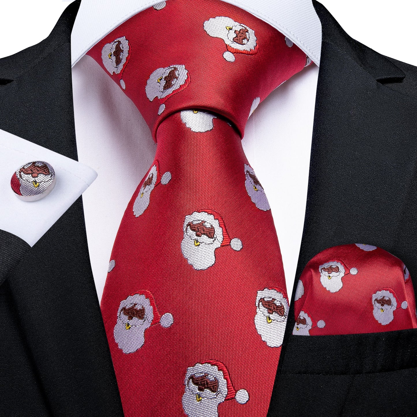 Santa Claus Tie, Pocket Square and Cufflinks tie sets - Sophisticated Gentlemen