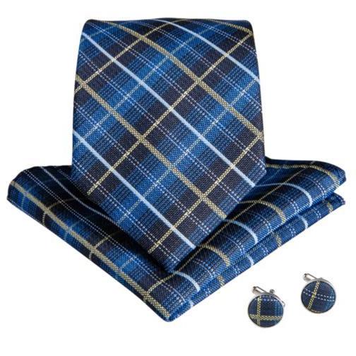 Business Plaid Tie, Pocket Square and Cufflinks tie sets    - Sophisticated Gentlemen