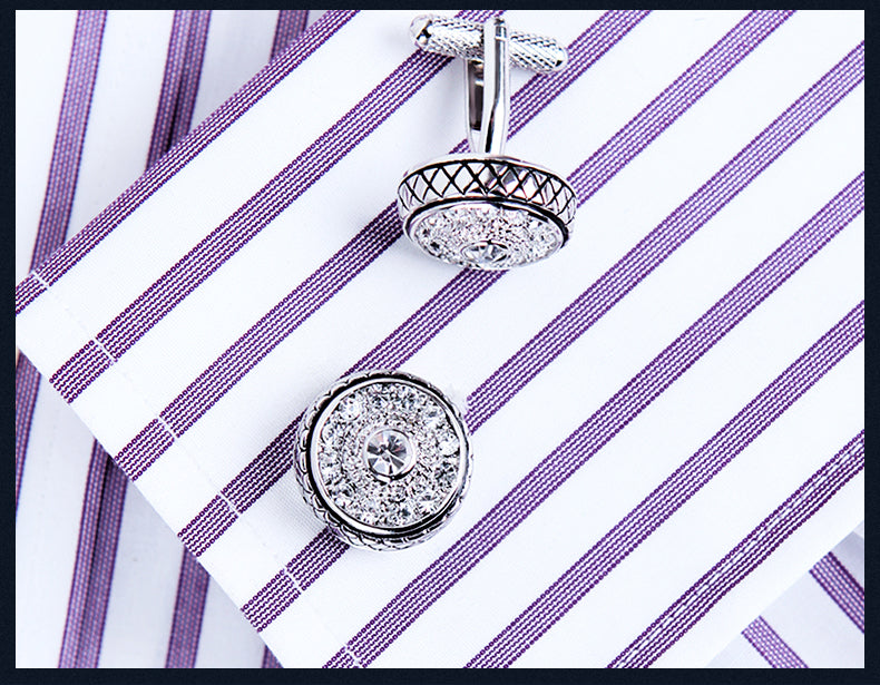 Round Vintage Silver Cufflinks Cufflink - Sophisticated Gentlemen