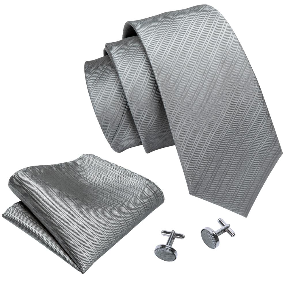 Silver Lines Tie, Pocket Square and Cufflinks tie sets - Sophisticated Gentlemen